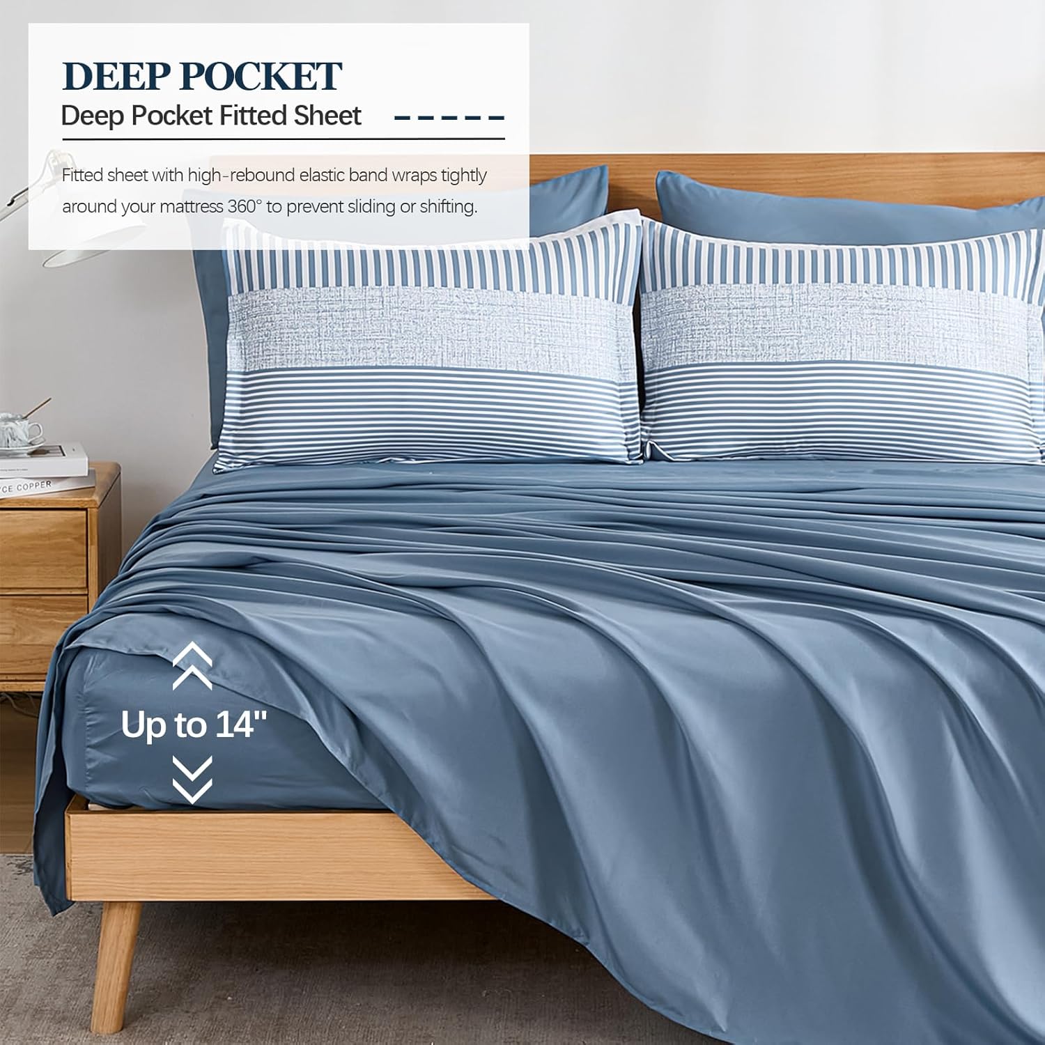 Blue Comforter Set Queen Size Boho Striped Kids Bedding