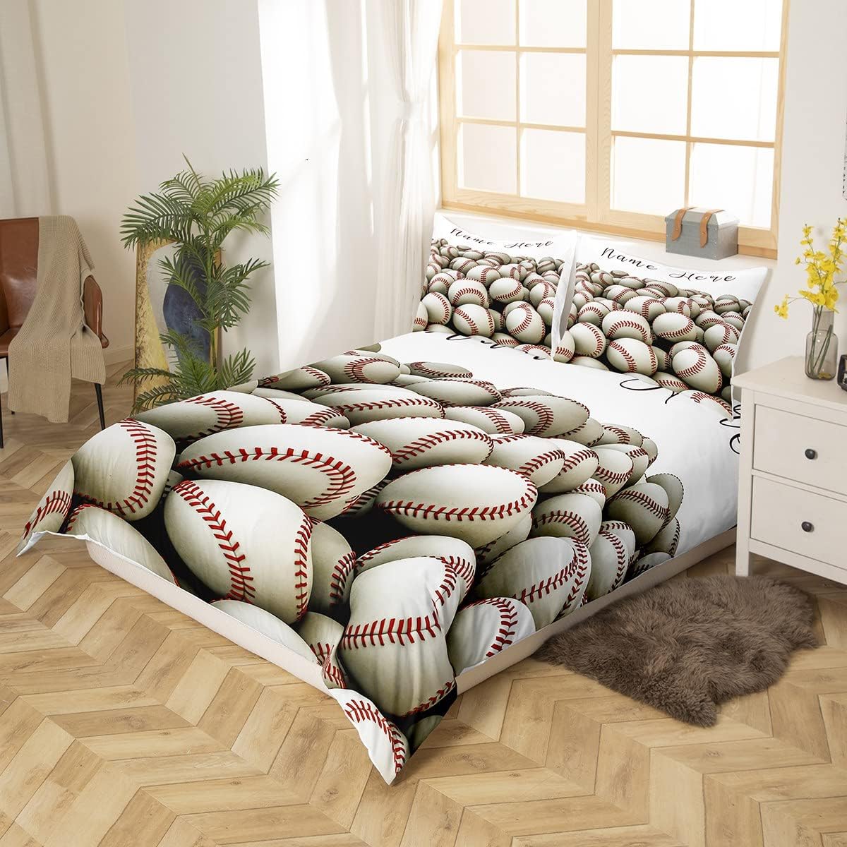 Personalized 3D Baseballs Duvet Set Twin Size