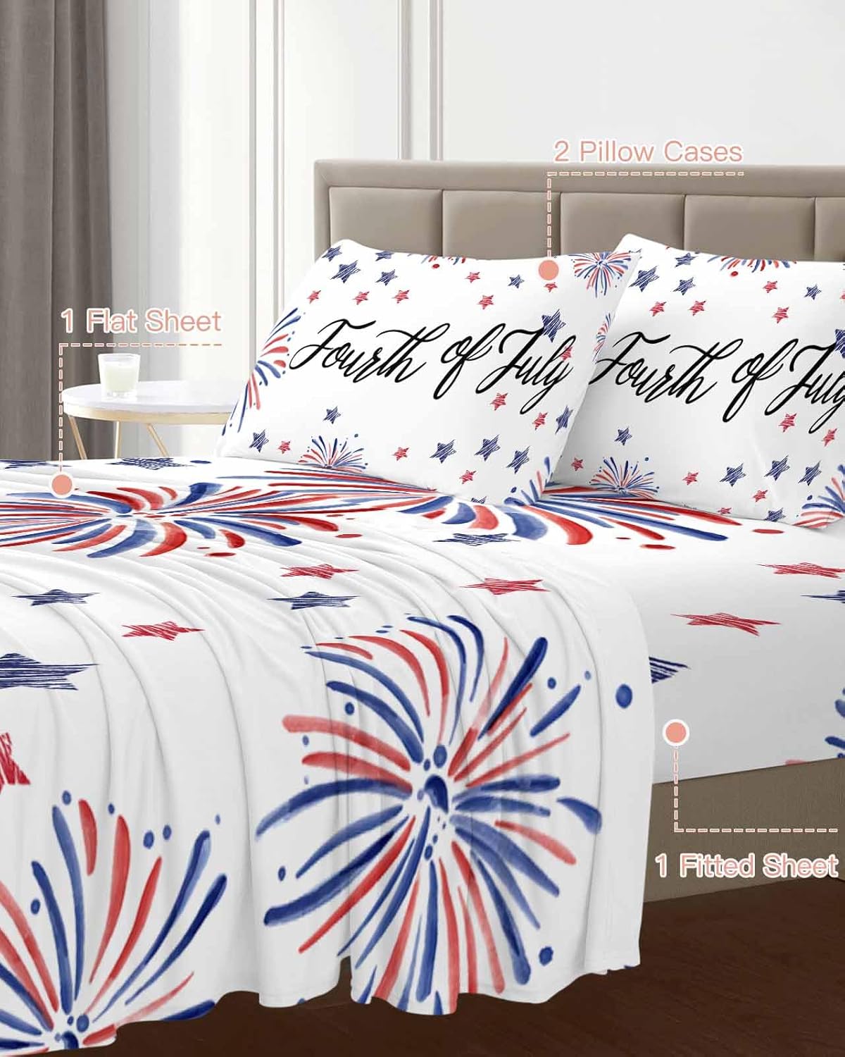 Boanket 4th of July 4 Piece Microfiber Sheet Set
