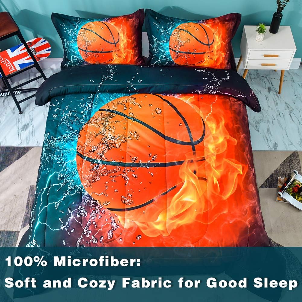 Andency Basketball Comforter Set Queen 3Pcs