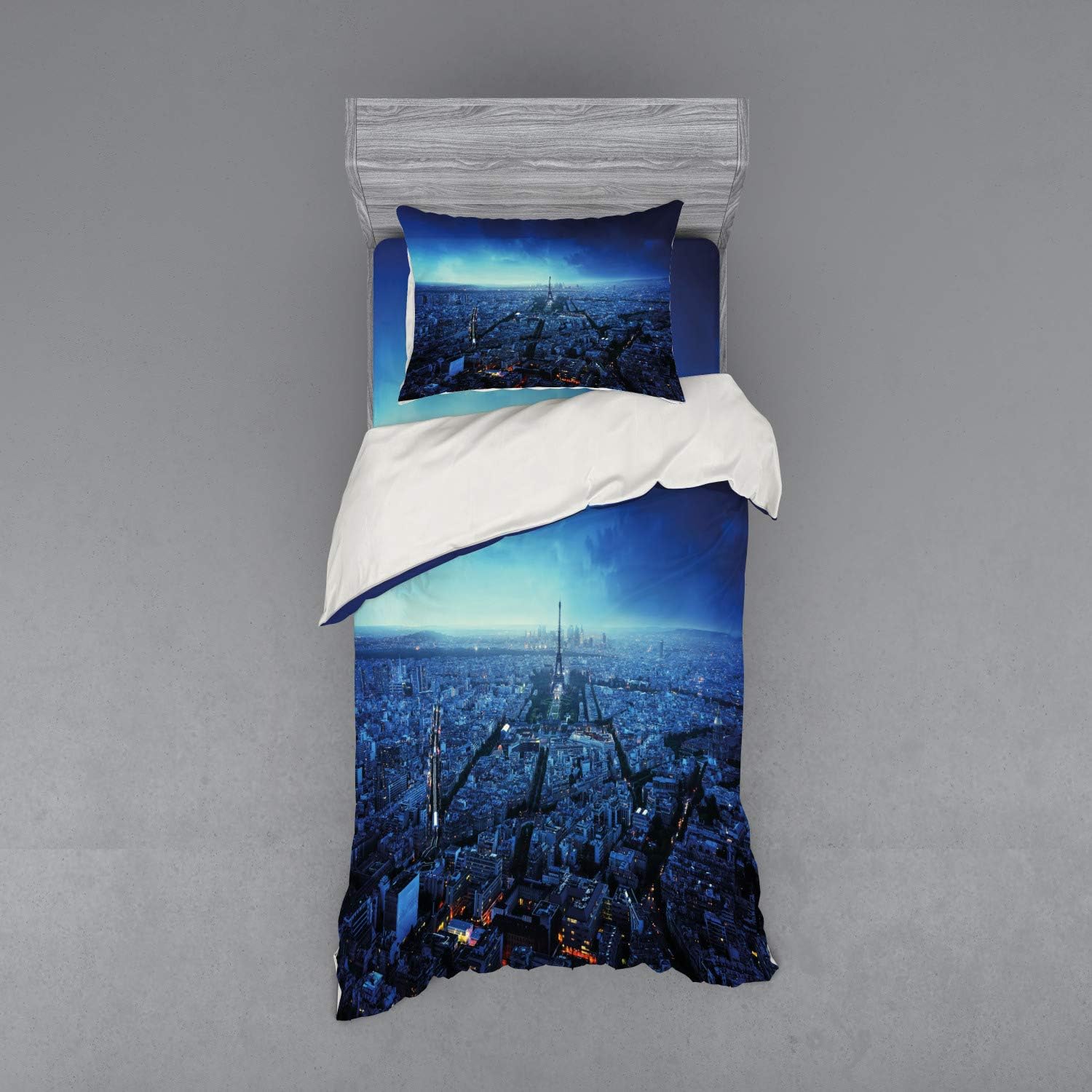 Ambesonne Cityscape Bedding Set Navy Blue Twin XL 3 Piece