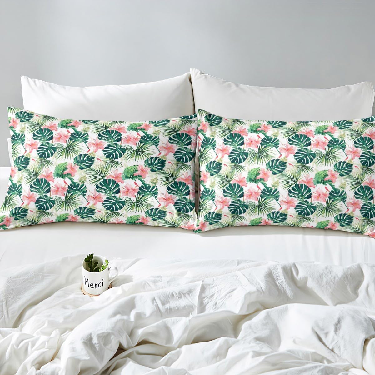 Feelyou King Size Kids Floral Palm Leaf Sheet Set