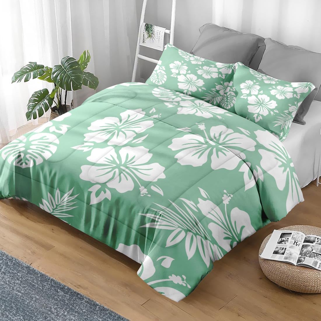 Hibiscus Surf Floral Comforter Set King Size 3 Pcs