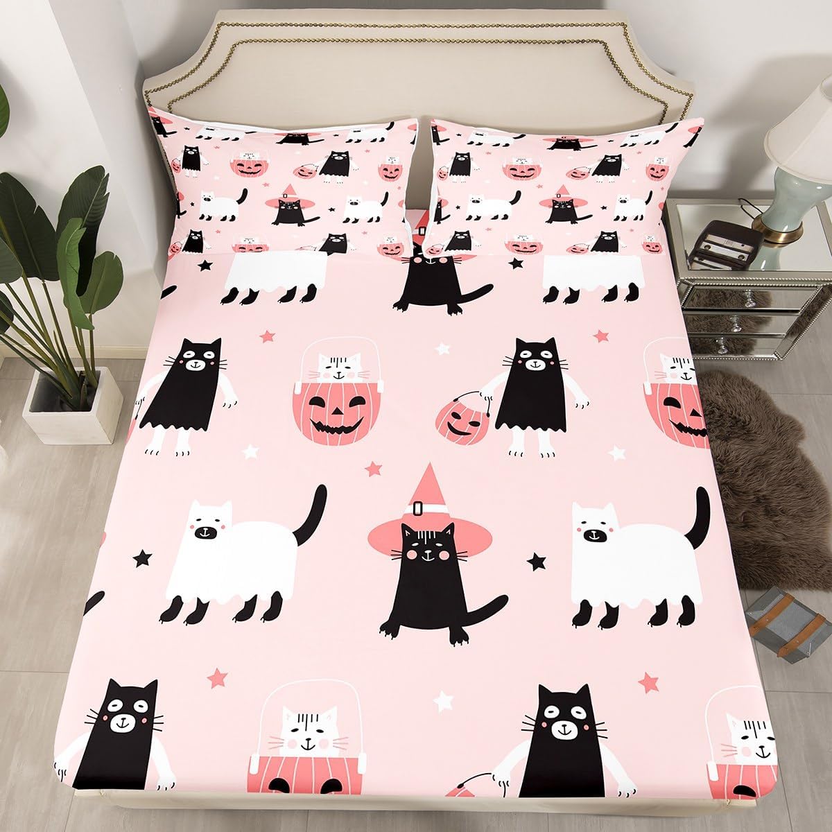 Erosebridal Kids Ghost Cats Halloween Sheet Set