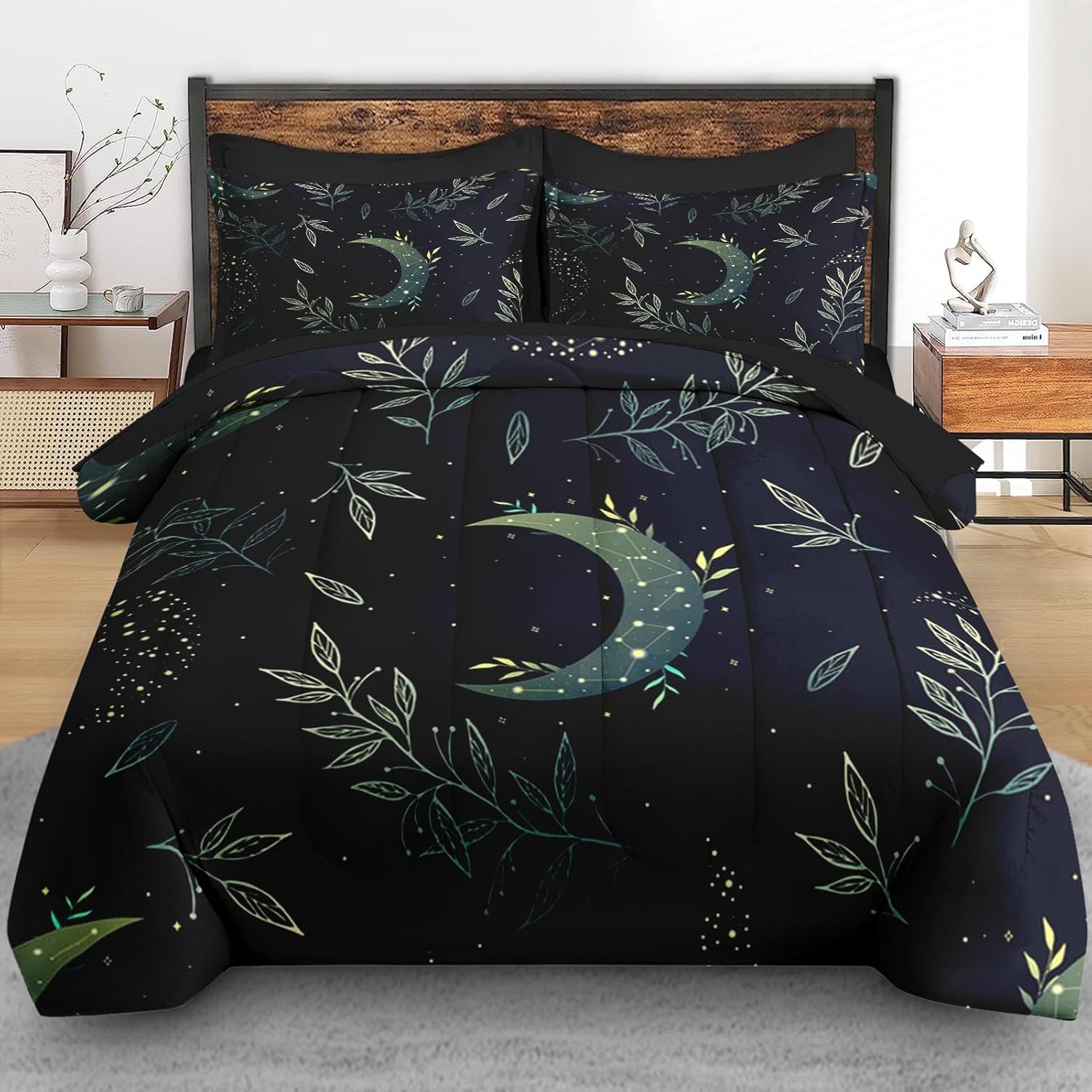Pamnest 7 Pcs Green Boho Comforter Set