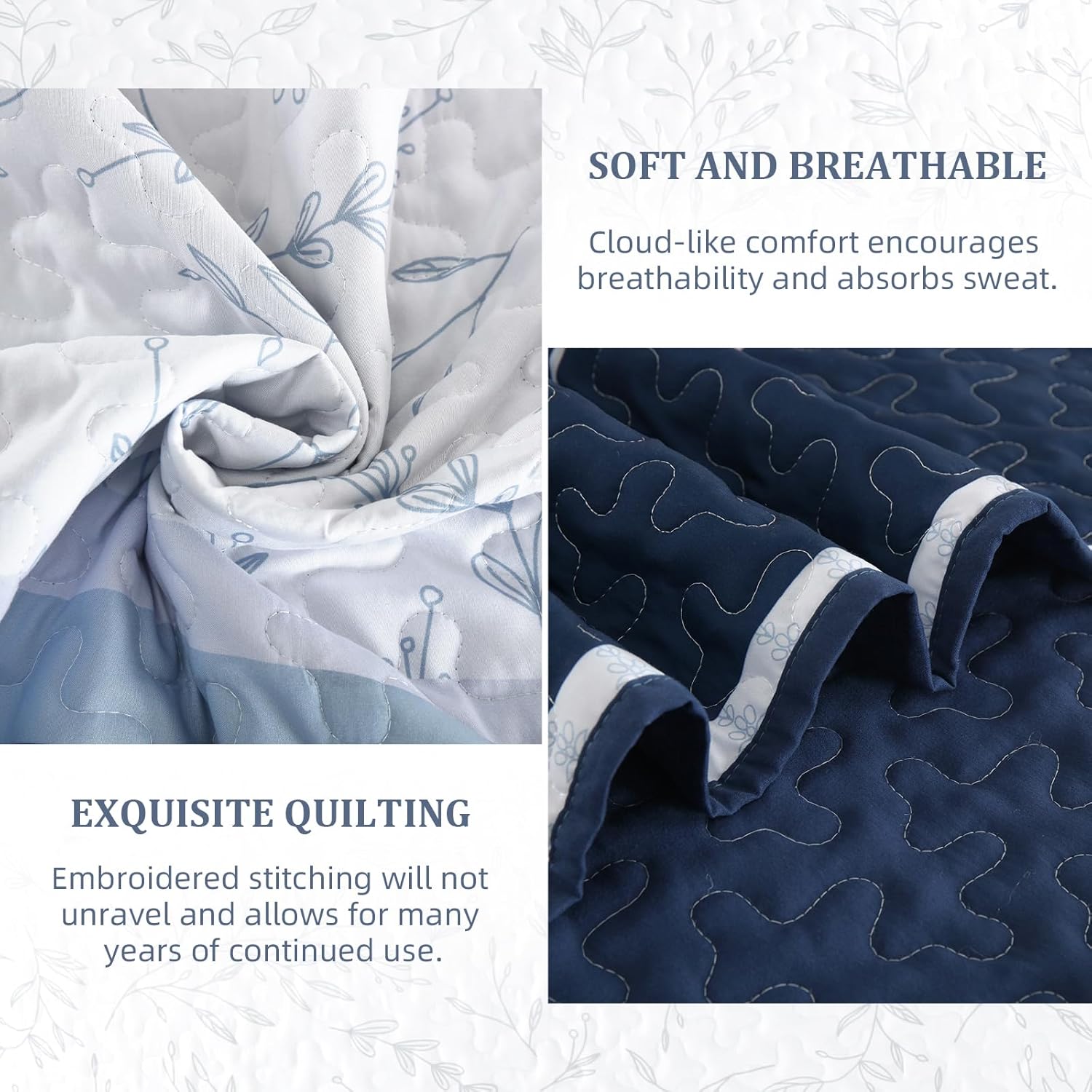 DJY Striped Quilt Set King Size 3 Piece