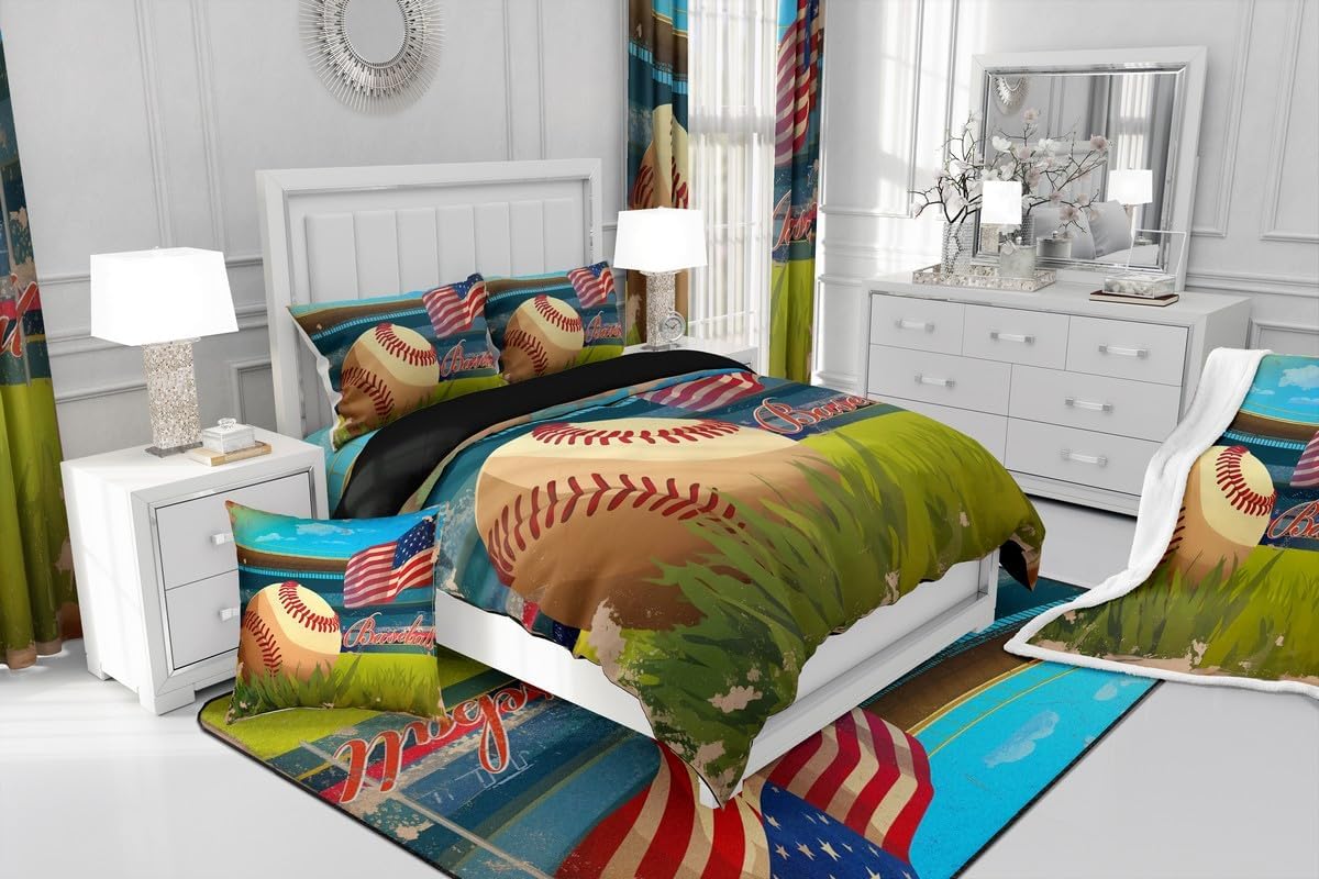 Erosebridal Baseball Bedding Set for Kids