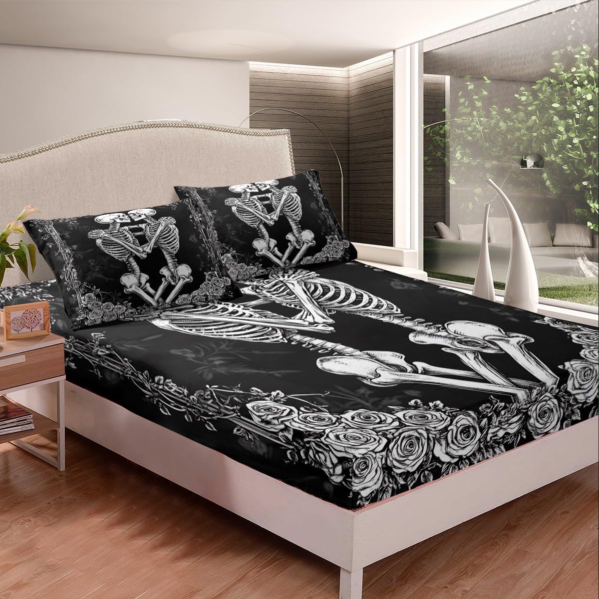 Skeleton Couple Kids Fitted Sheet Set Twin Size 1