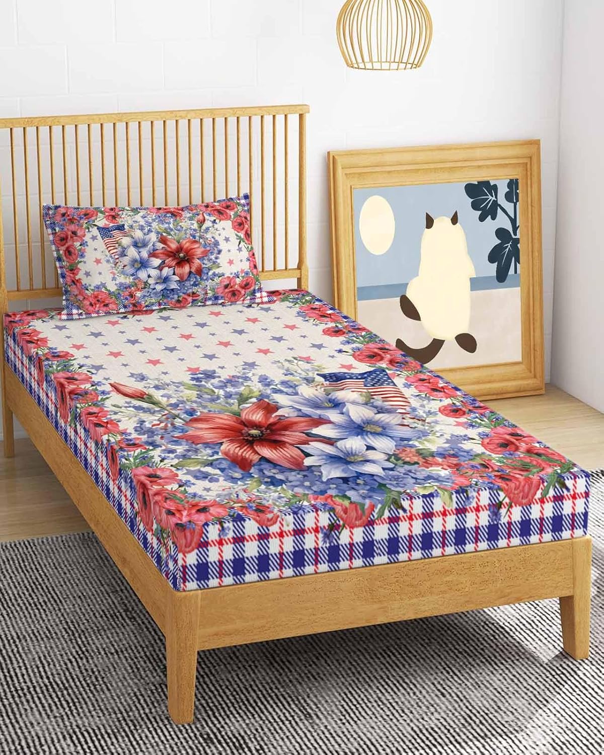 Boanket 4th of July Floral Twin XL Sheet Set 1