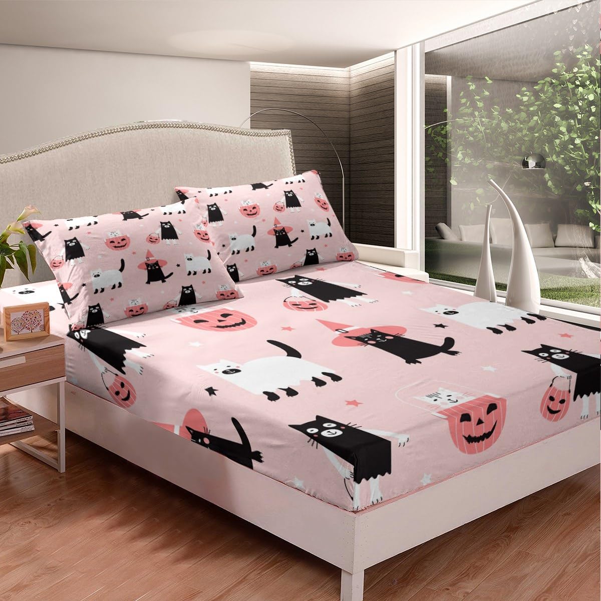 Erosebridal Kids Ghost Cats Halloween Sheet Set