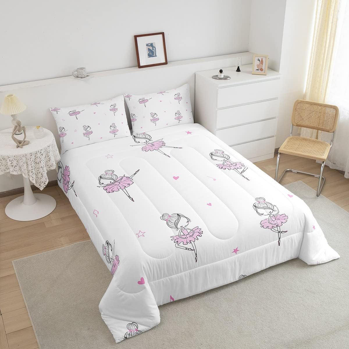 Erosebridal Kawaii Ballet Comforter Set 3pcs