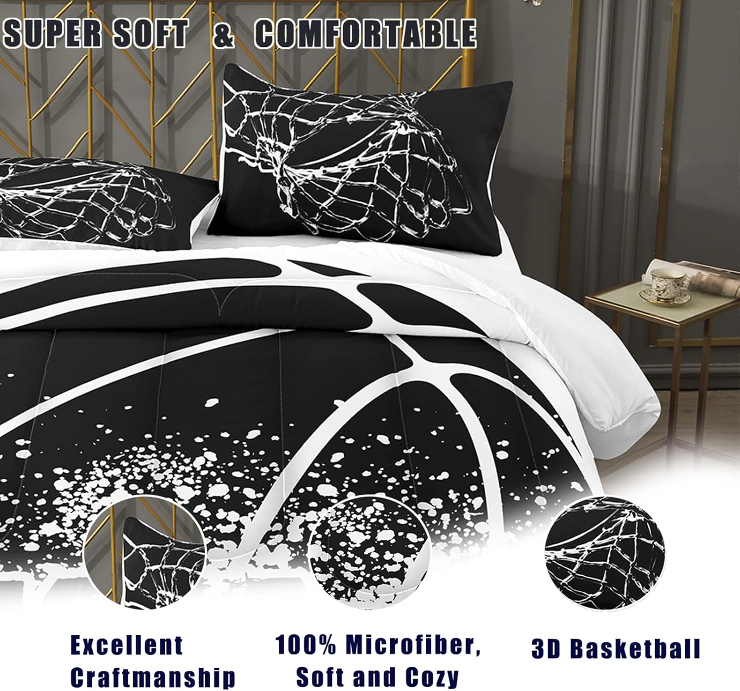 Bodhi Basketball Comforter Set Queen Size for Kids Boys