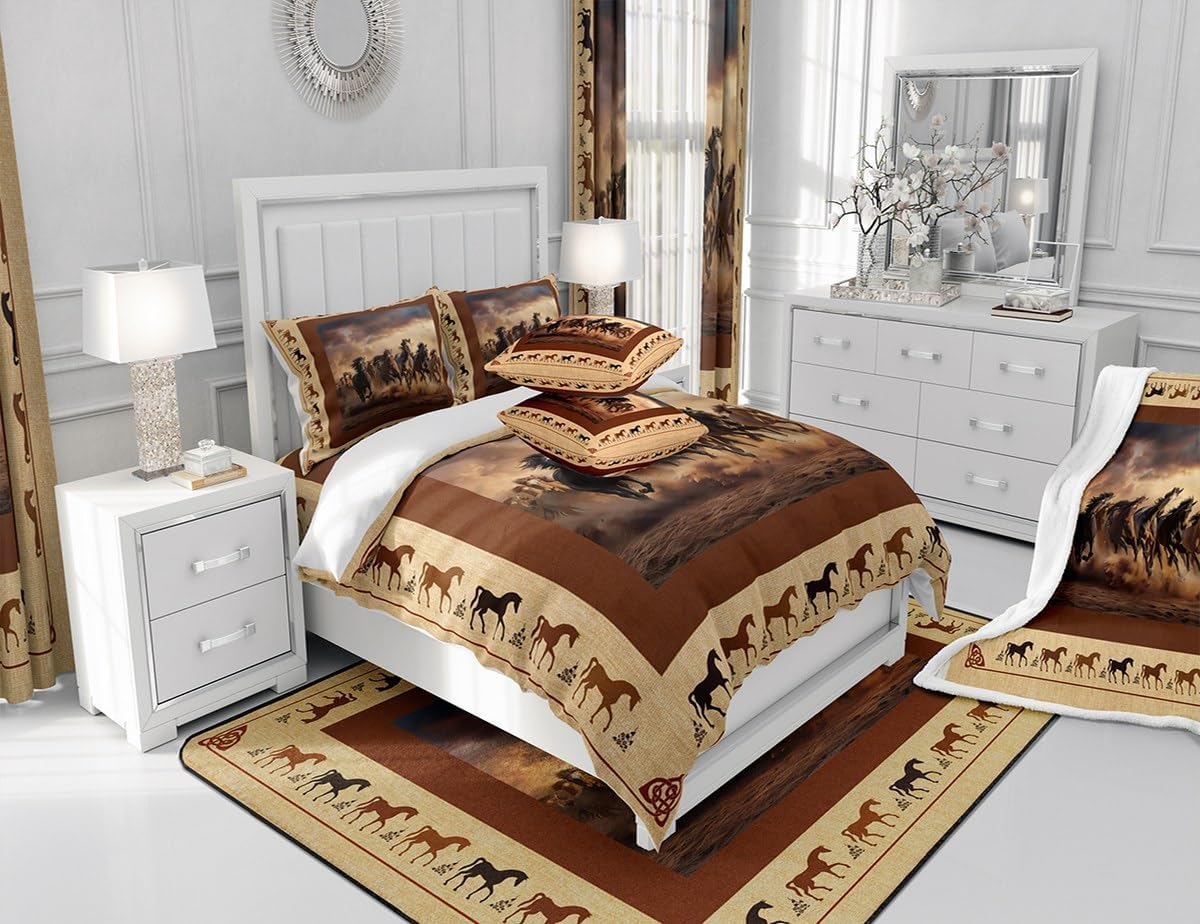 Feelyou King Size Horse Bed Sheet Set with Deep Pockets