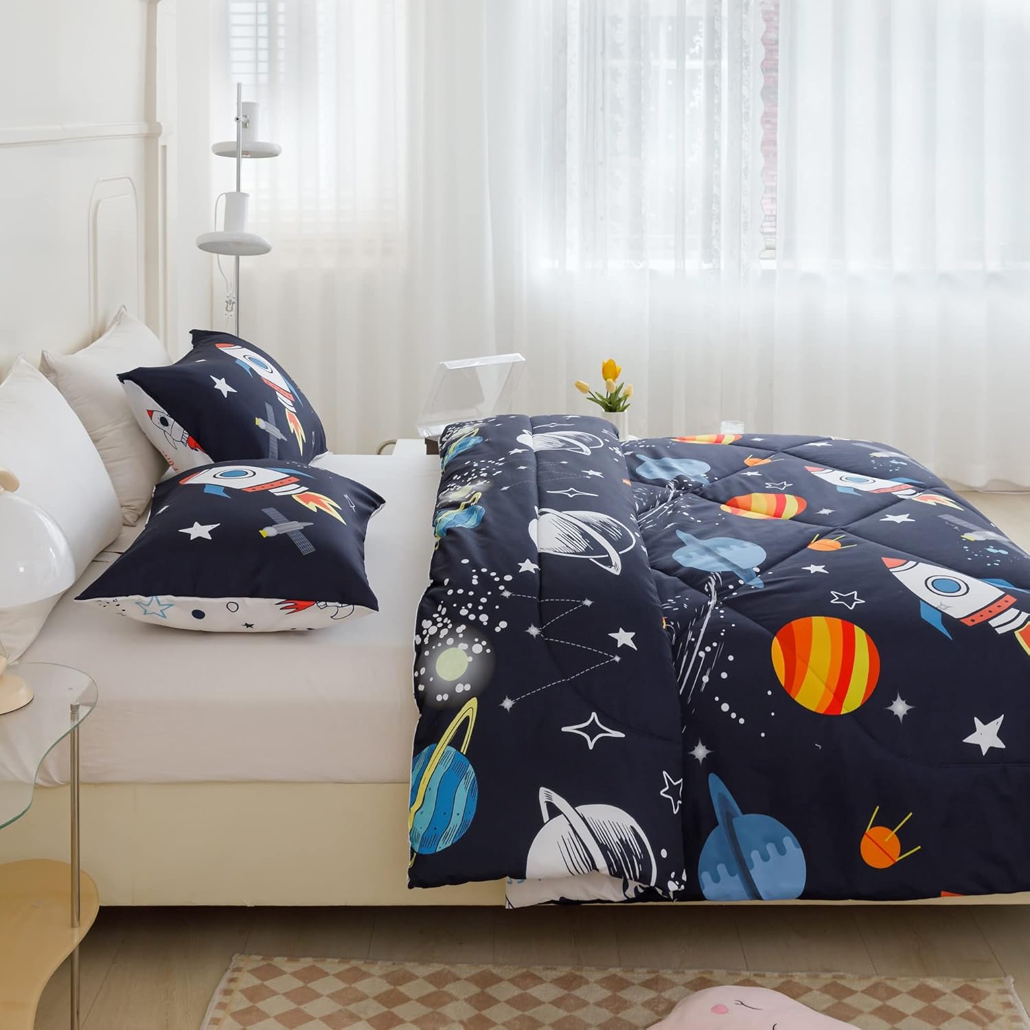 RYNGHIPY Space Rocket Comforter Set Queen Size