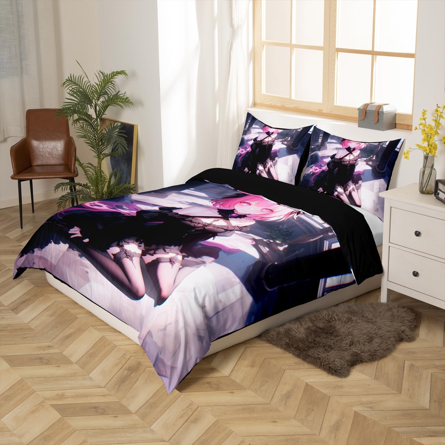 Manfei Kawaii Princess Duvet Cover Set Twin Size 2Pcs