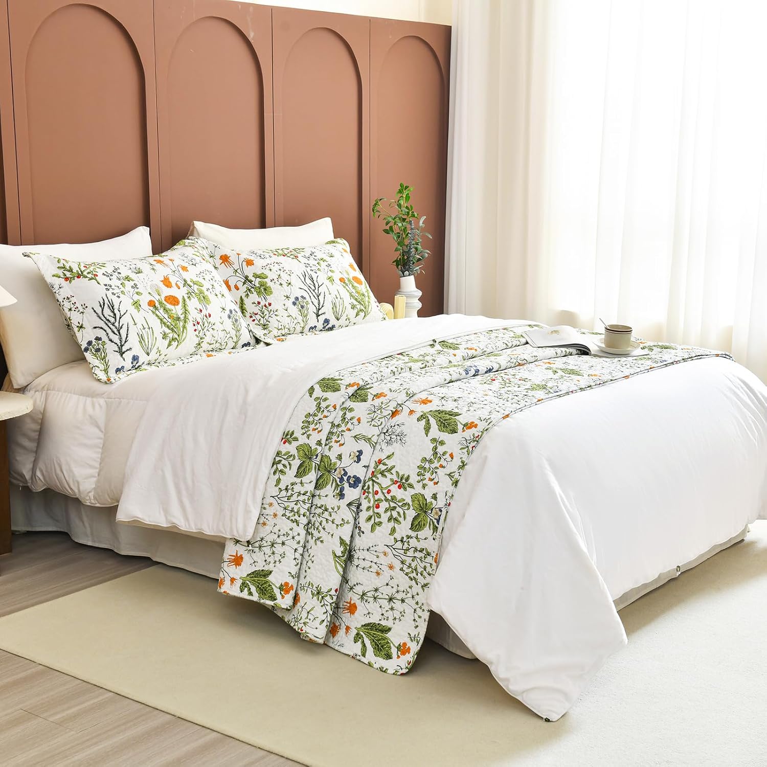 Sanracie Cotton Floral King Quilt Set Yello