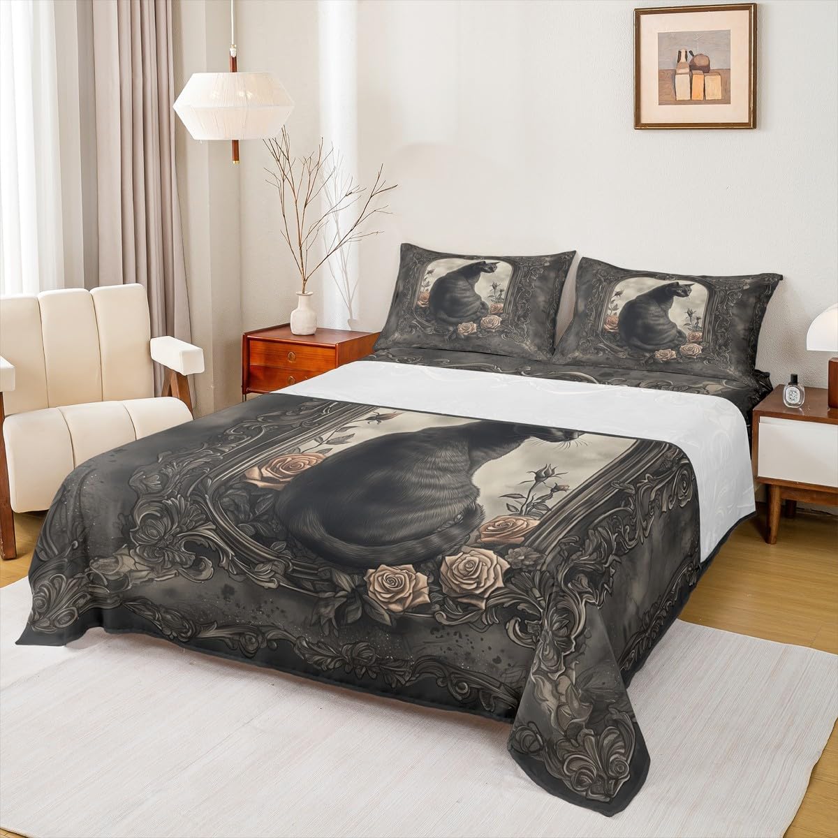 Manfei Black Cat Kids Sheet Twin Set