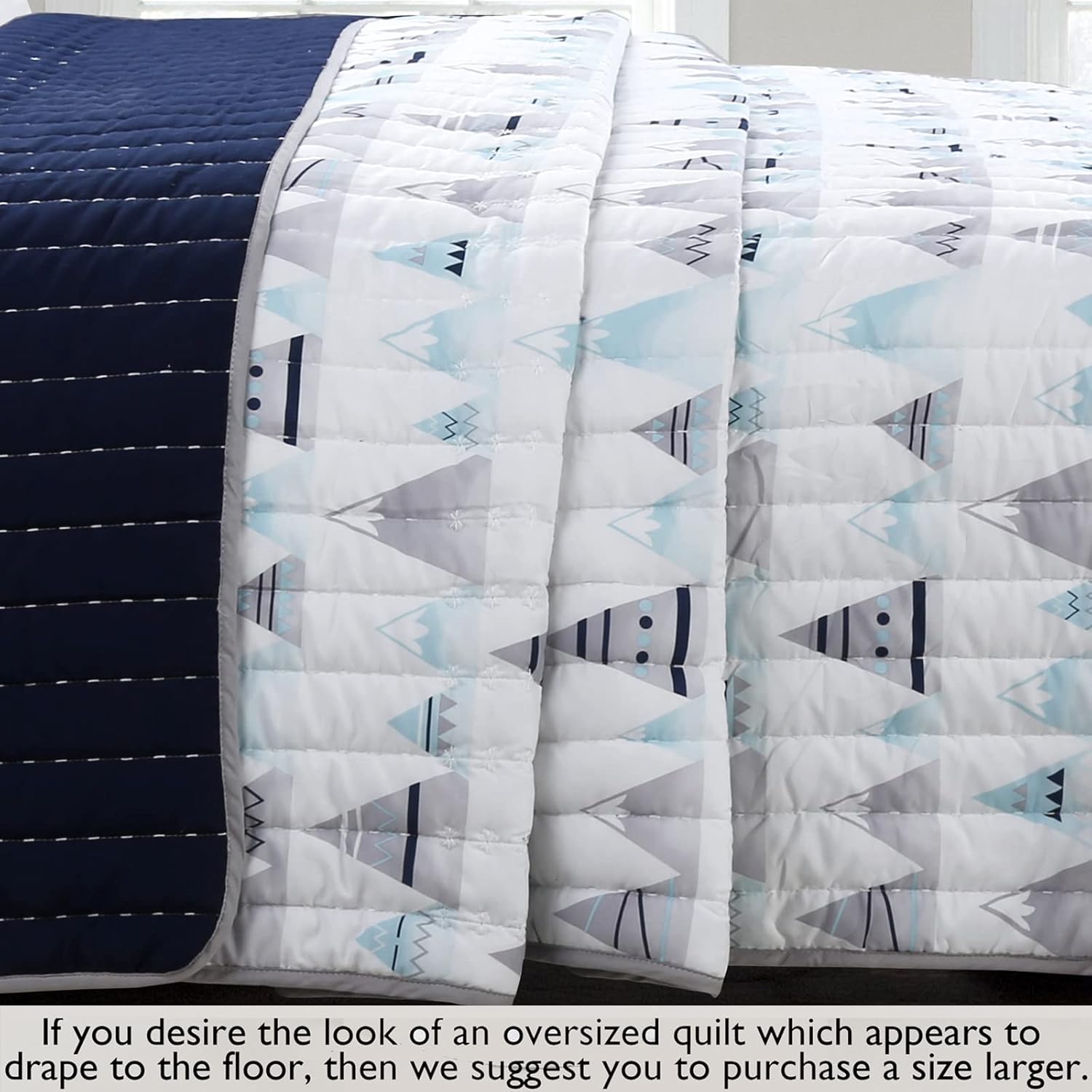 Cozy Line Summit Blue Snowy Alps Reversible Quilt Set