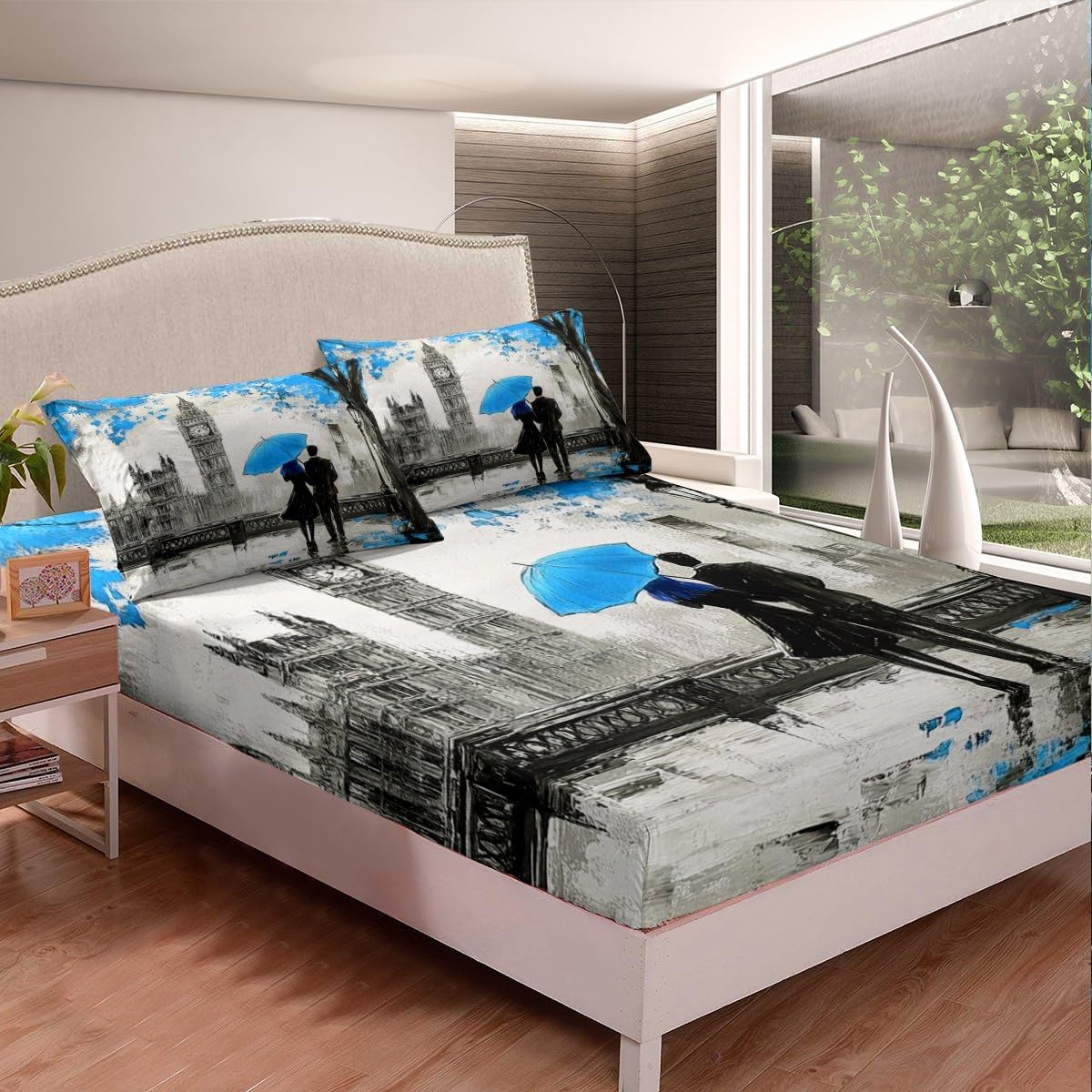 Blue Big Ben Bed Sheet Set Twin Size