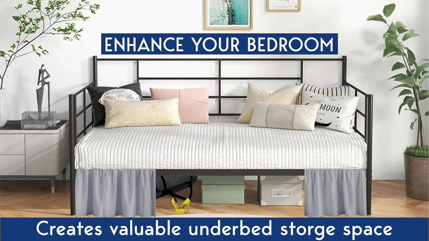 Ruffled Daybed Skirt with Split Corners Twin Size