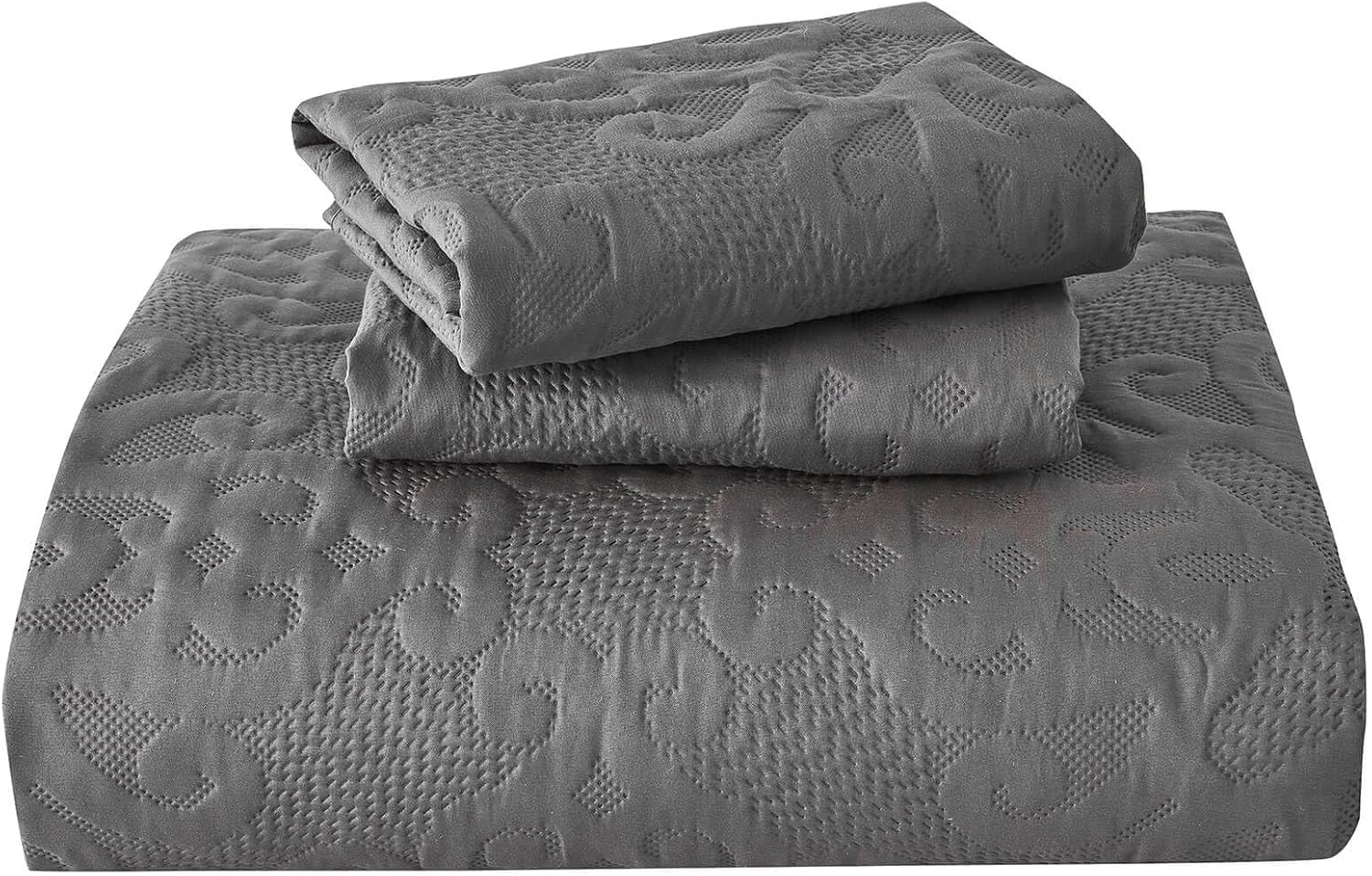 Kingnex Oversized King Bedspread Set Dark Grey 1