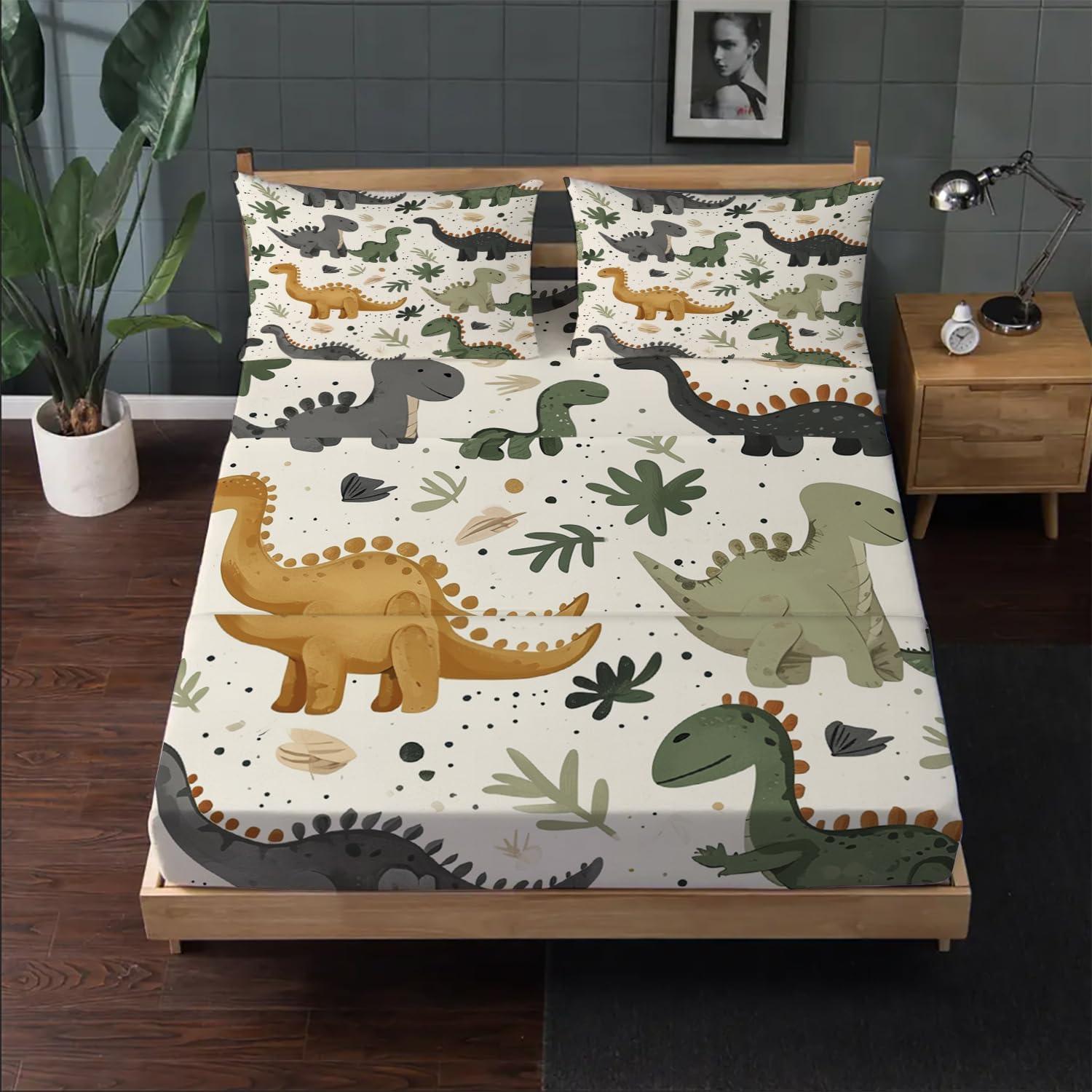 OmErsa Twin XL Dinosaur Bedding Set