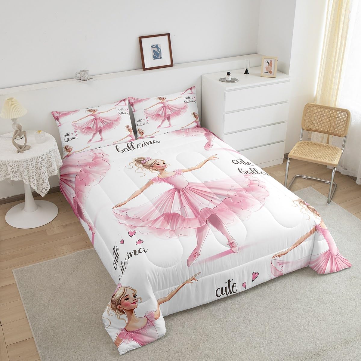 Erosebridal Cute Kawaii Princess Comforter Set 3 Piece
