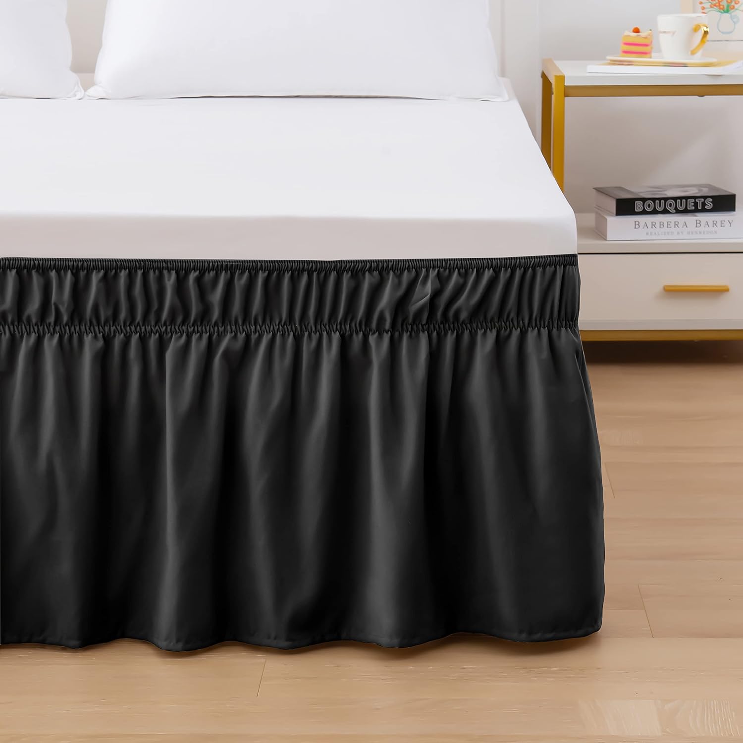 Elegant Comfort Ruffled Bed Skirt - 16 Inch Drop Black