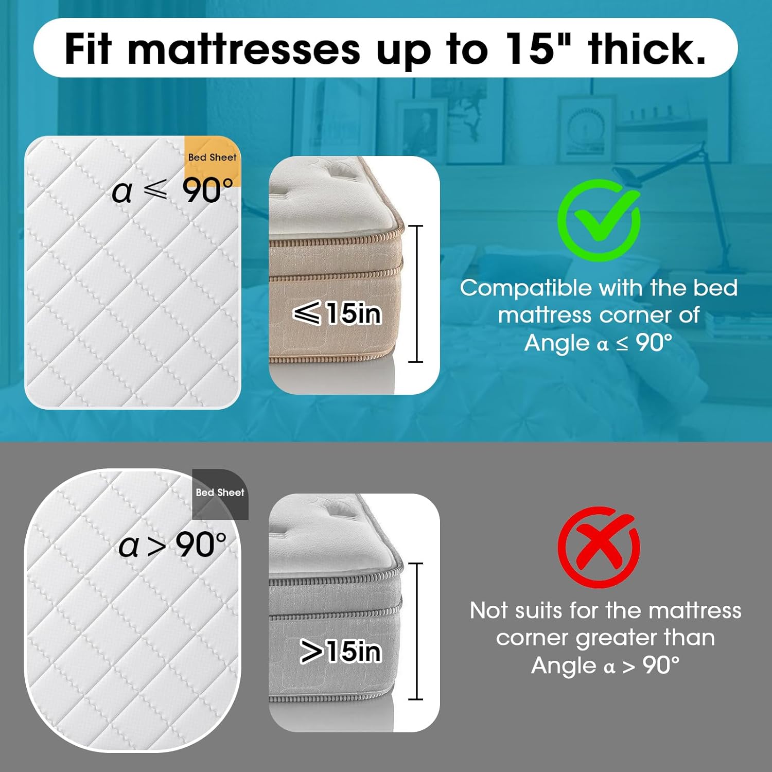 Adjustable Bed Sheet Holder with Patent Lock White