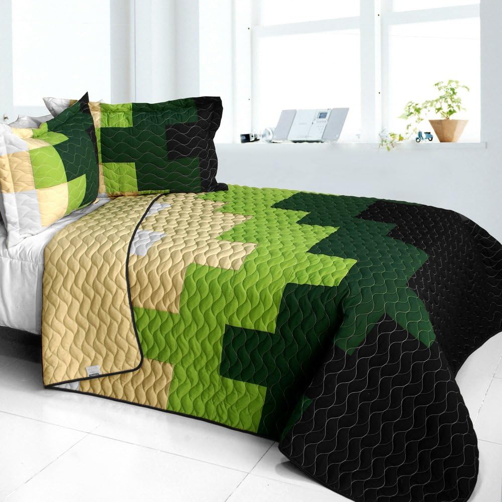 Evergreen Tree Patchwork Quilt Set Full Queen
