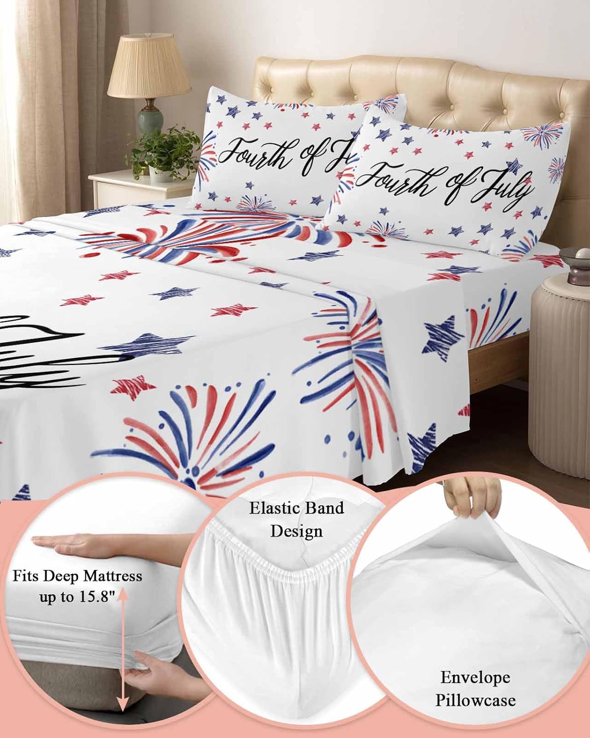 Boanket 4th of July 4 Piece Microfiber Sheet Set