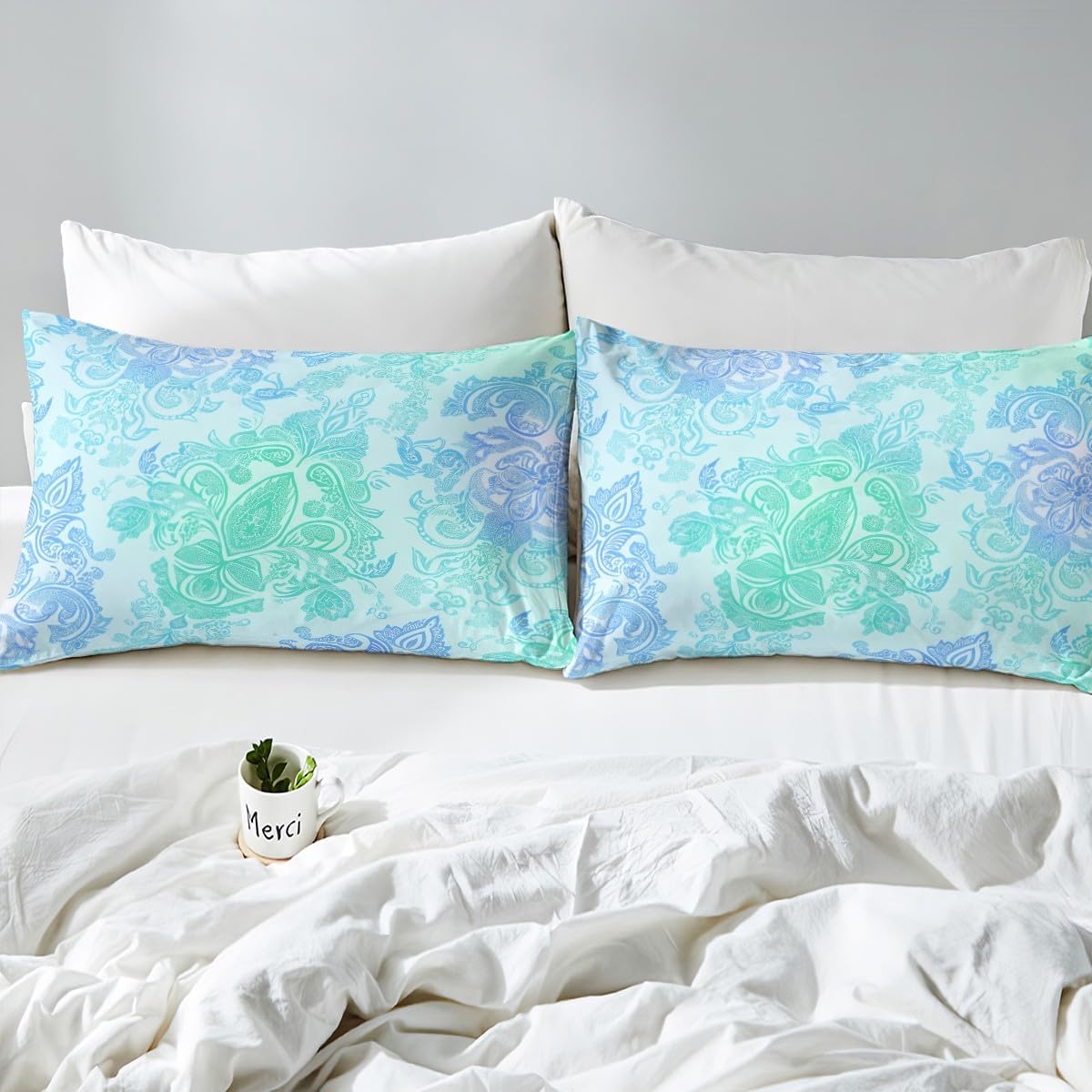 Erosebridal Boho Duvet Cover Set Teal Blue Green