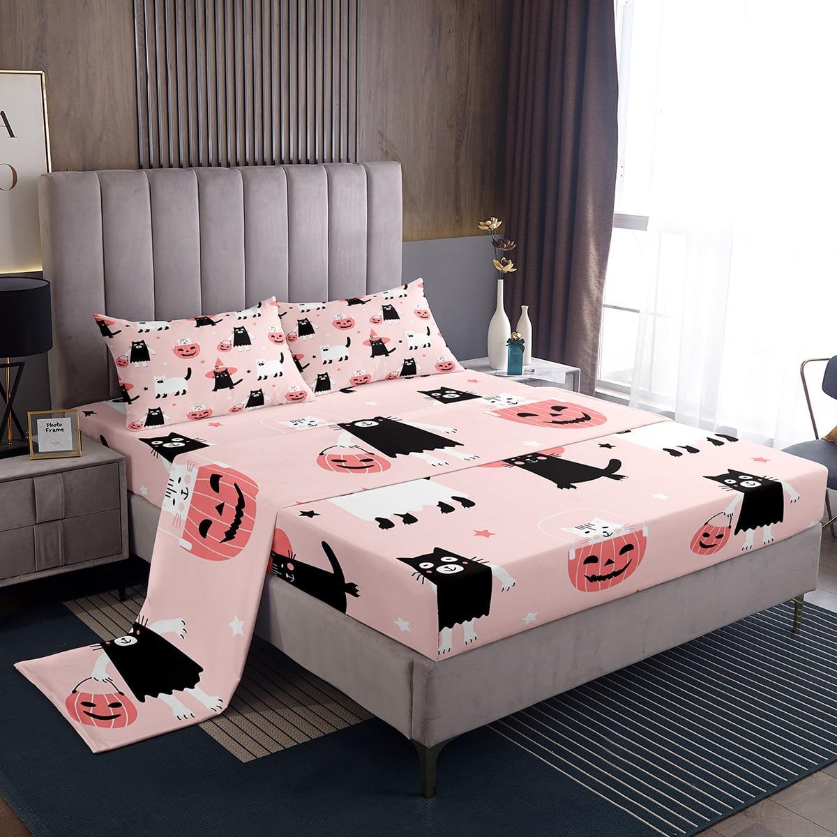 Erosebridal Kids Ghost Cats Halloween Sheet Set