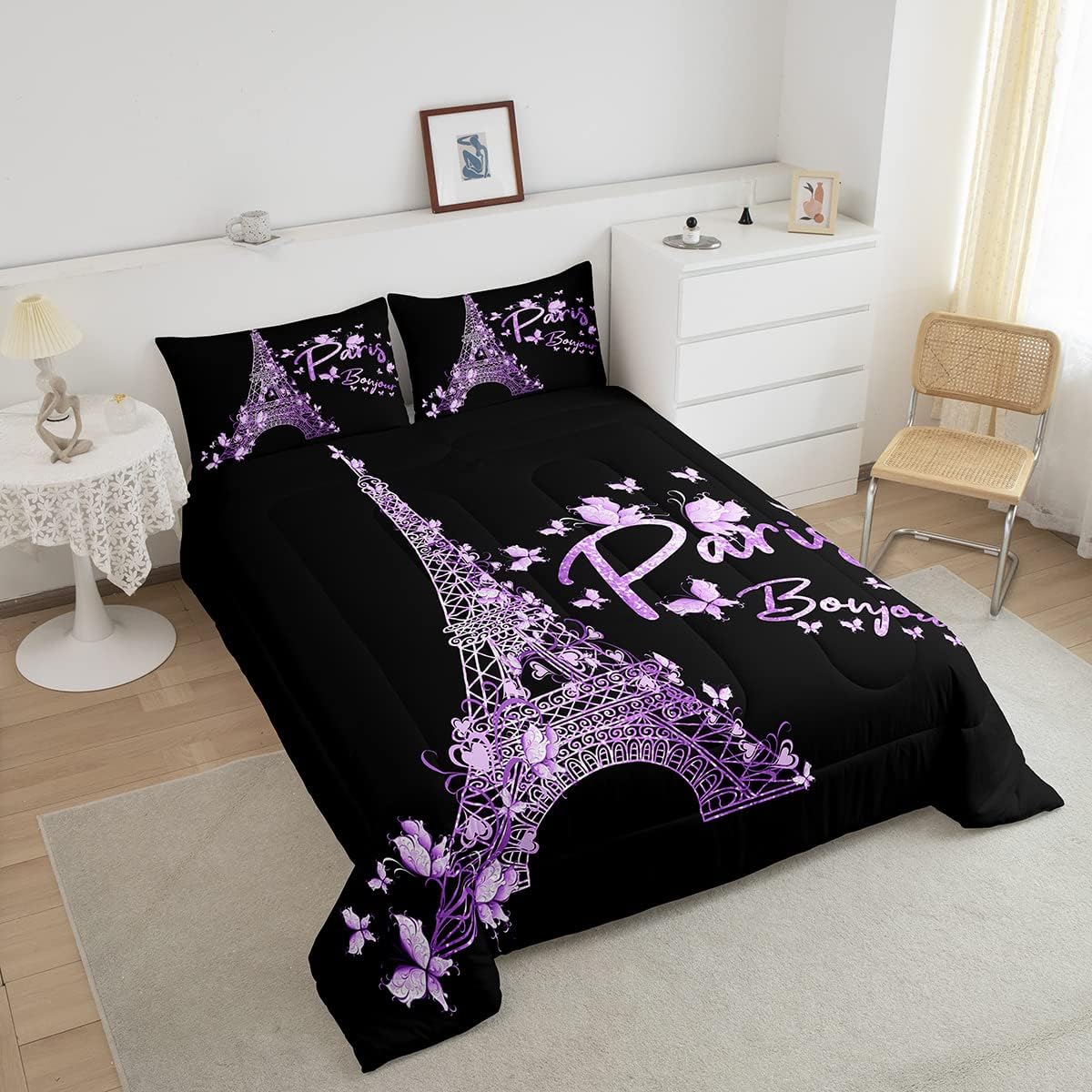 Feelyou Paris Eiffel Tower Comforter Set for Kids