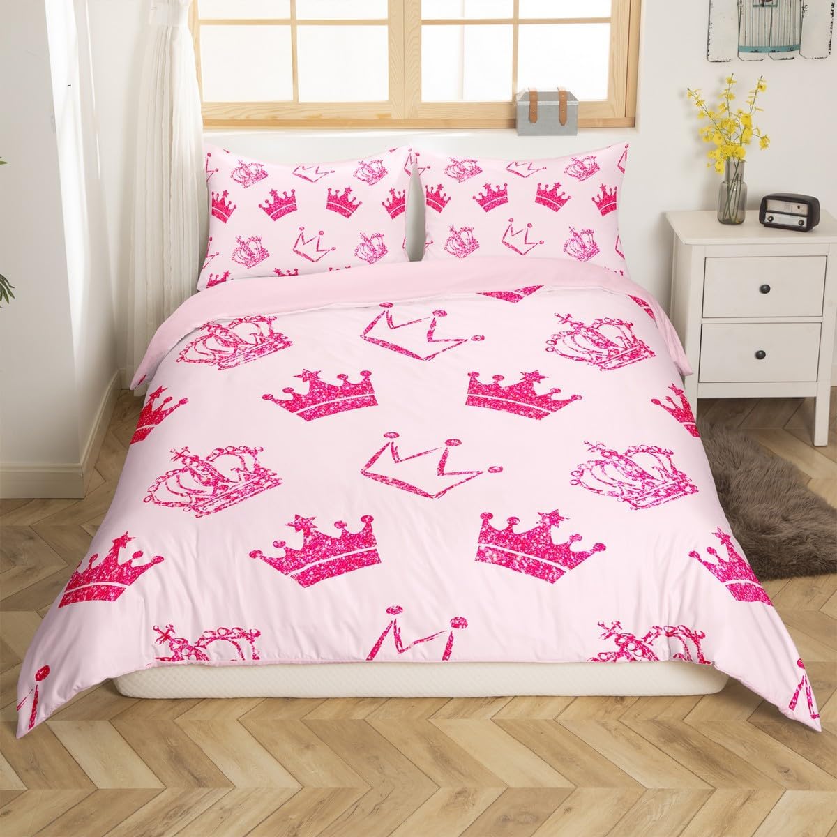 Castle Fairy Cartoon Crown Graffiti Duvet Cover Set