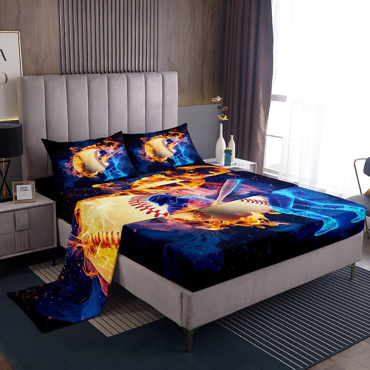 Erosebridal Baseball Bed Sheet Set for Girls