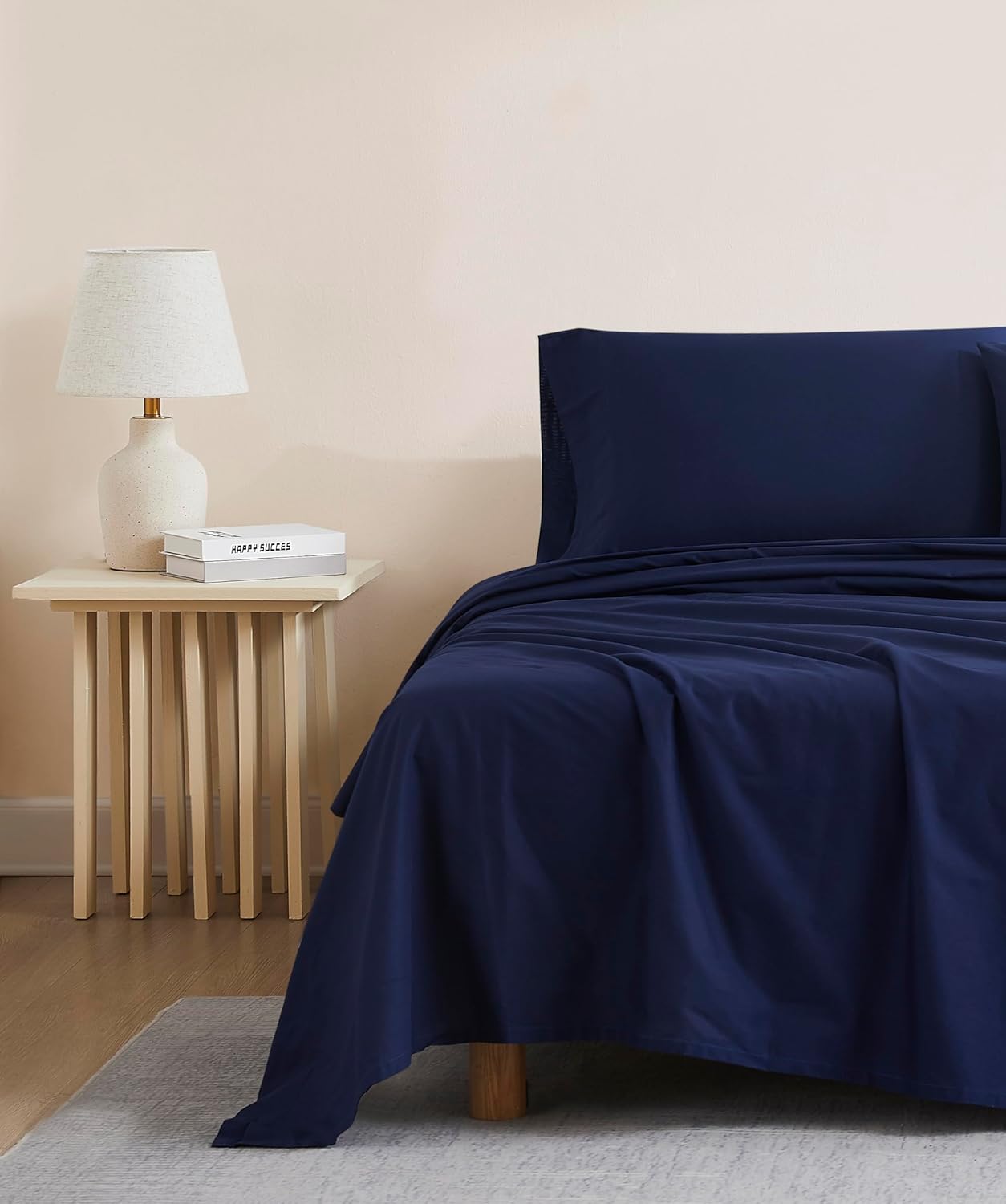 Linen Closet Luxury Cotton 3-Piece Sheet Set Twin Navy 1