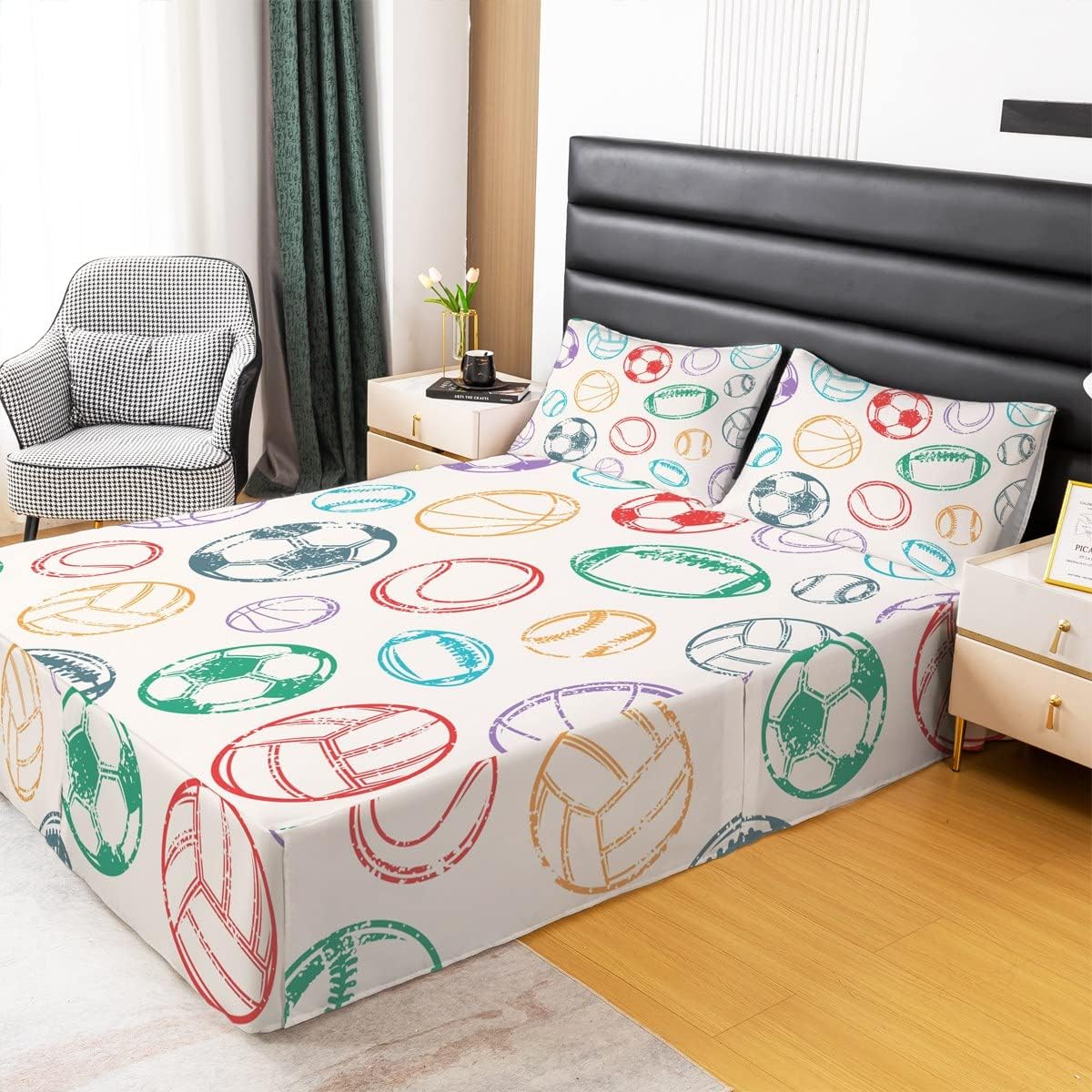 Feelyou Full Size Baseball Bed Skirt with 15 Inch Drop 1