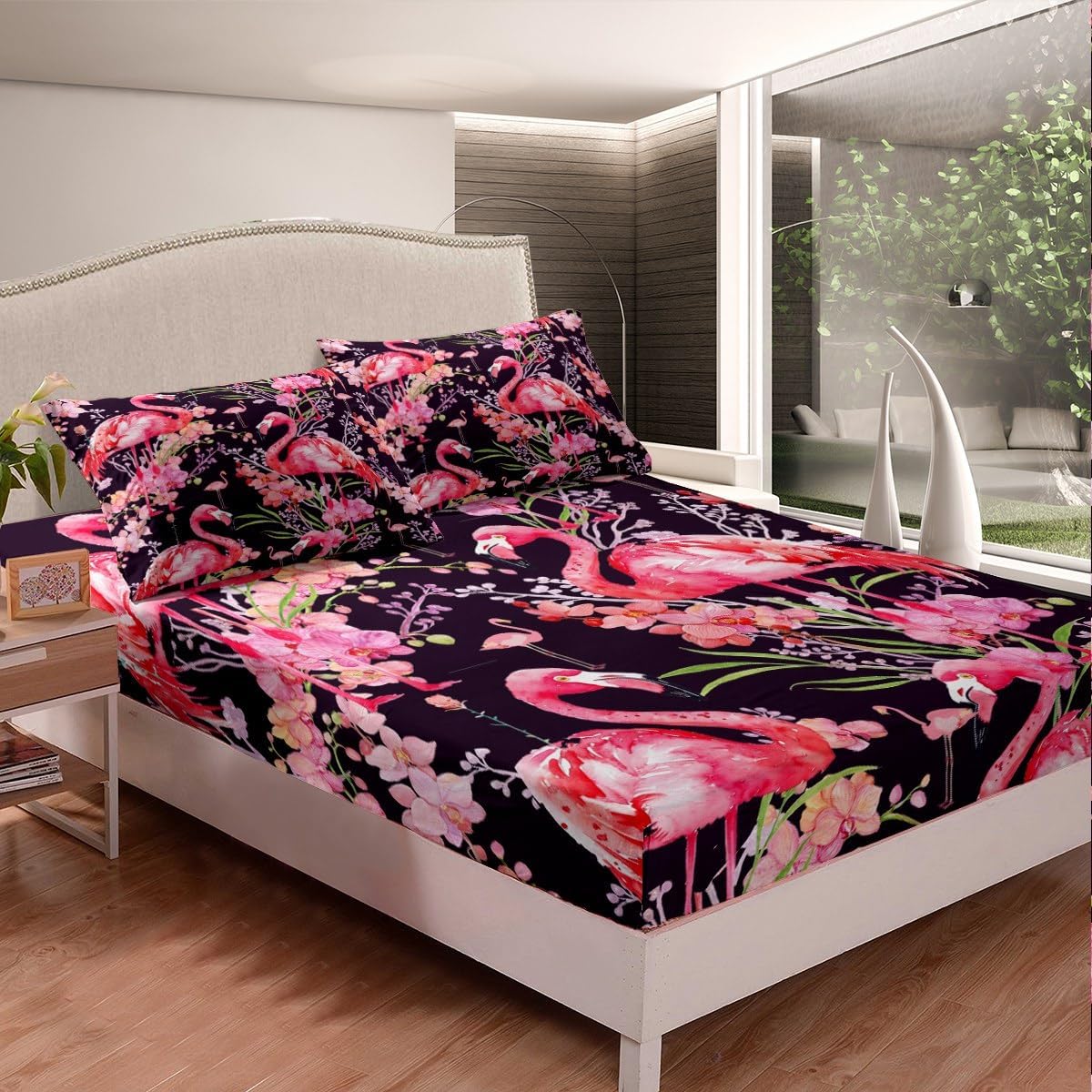 Feelyou Pink Flamingo King Size Sheet Set 1