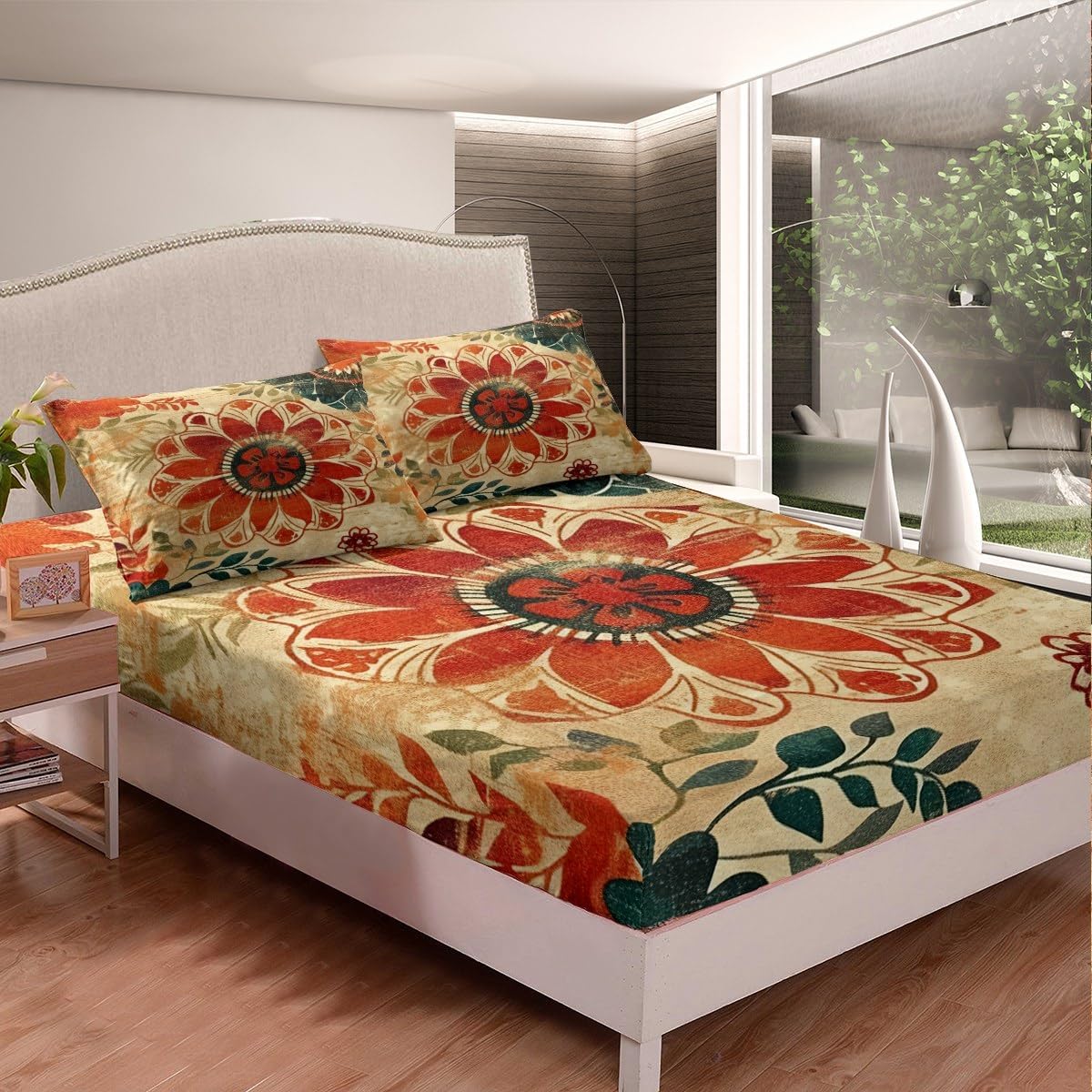 Erosebridal Bohemian Groovy King Size Sheet Set