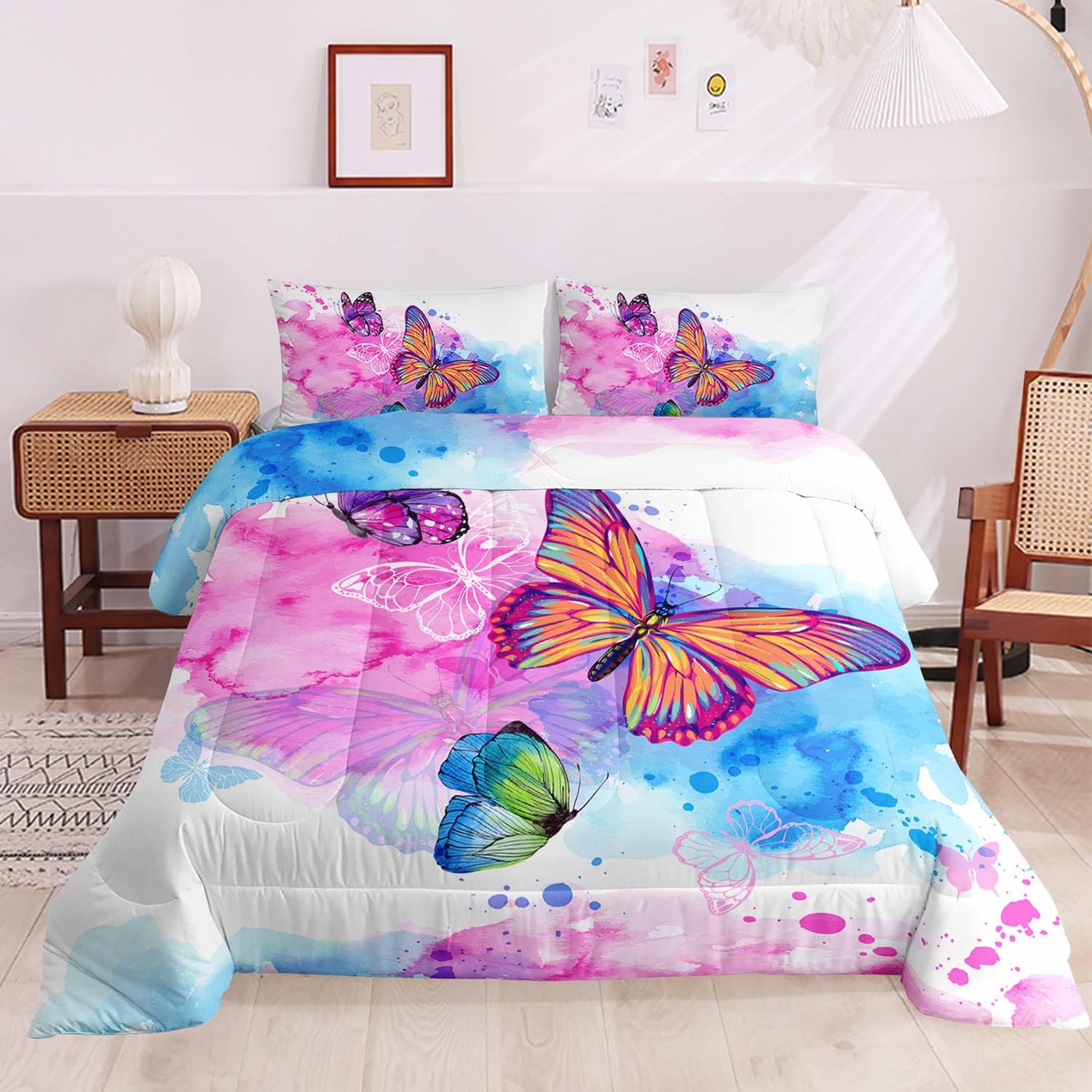 HOSIMA Butterfly Comforter Set Queen Size