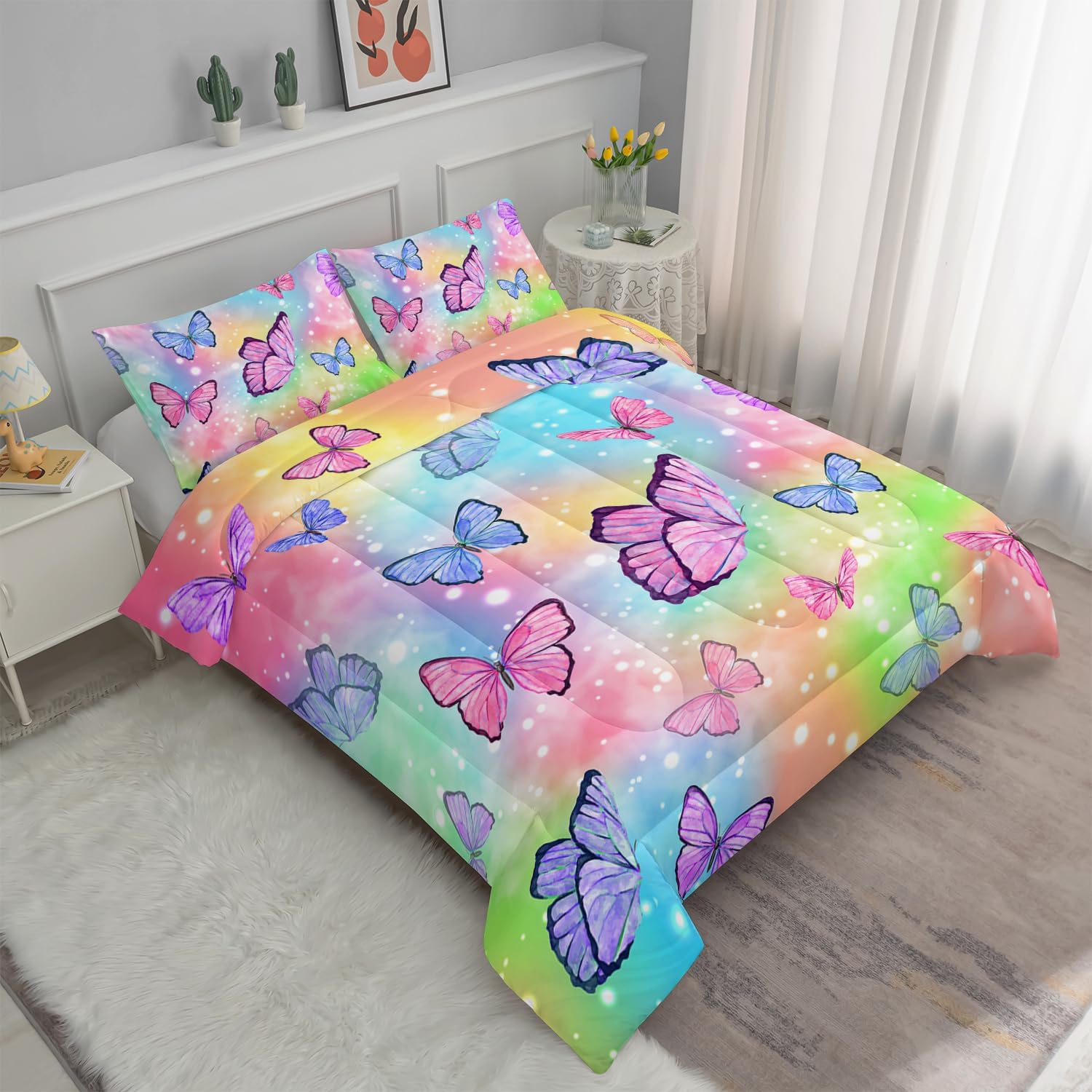 Smell Sunshine Watercolor Butterfly Comforter Set