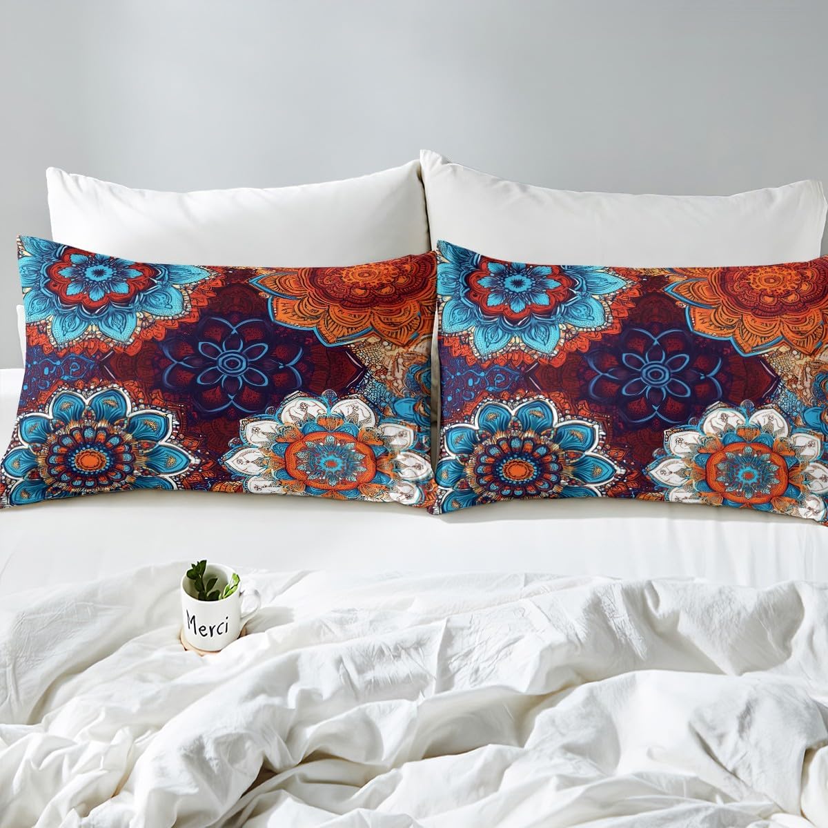 Erosebridal Boho Flower Duvet Cover Set Full Size