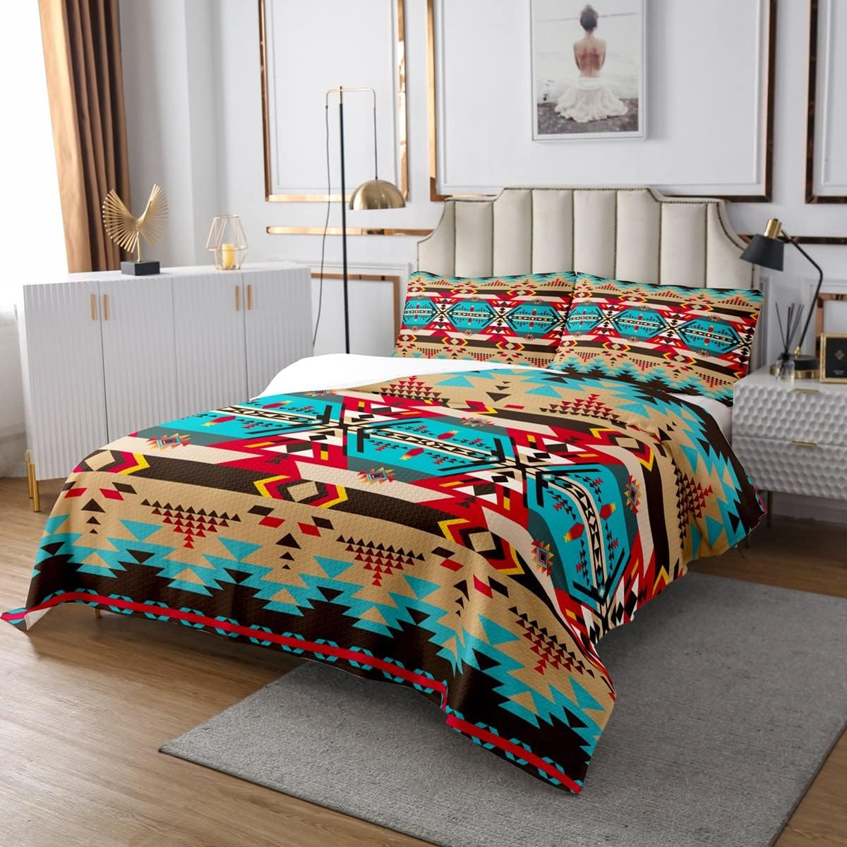 Erosebridal Boho Quilted Bedspread Set for King Bed