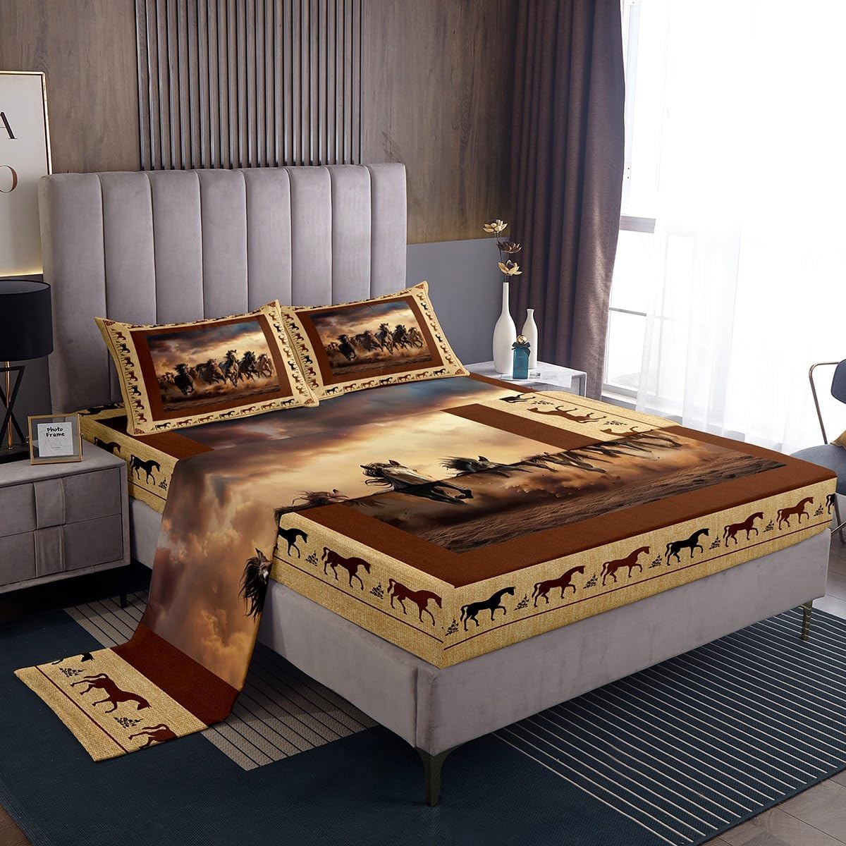 Feelyou King Size Horse Bed Sheet Set with Deep Pockets