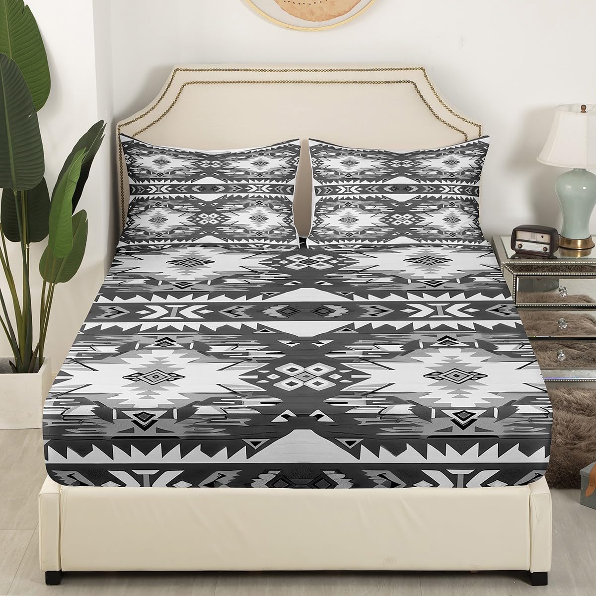 Feelyou Grey Geometric Kids Sheet Set King Size