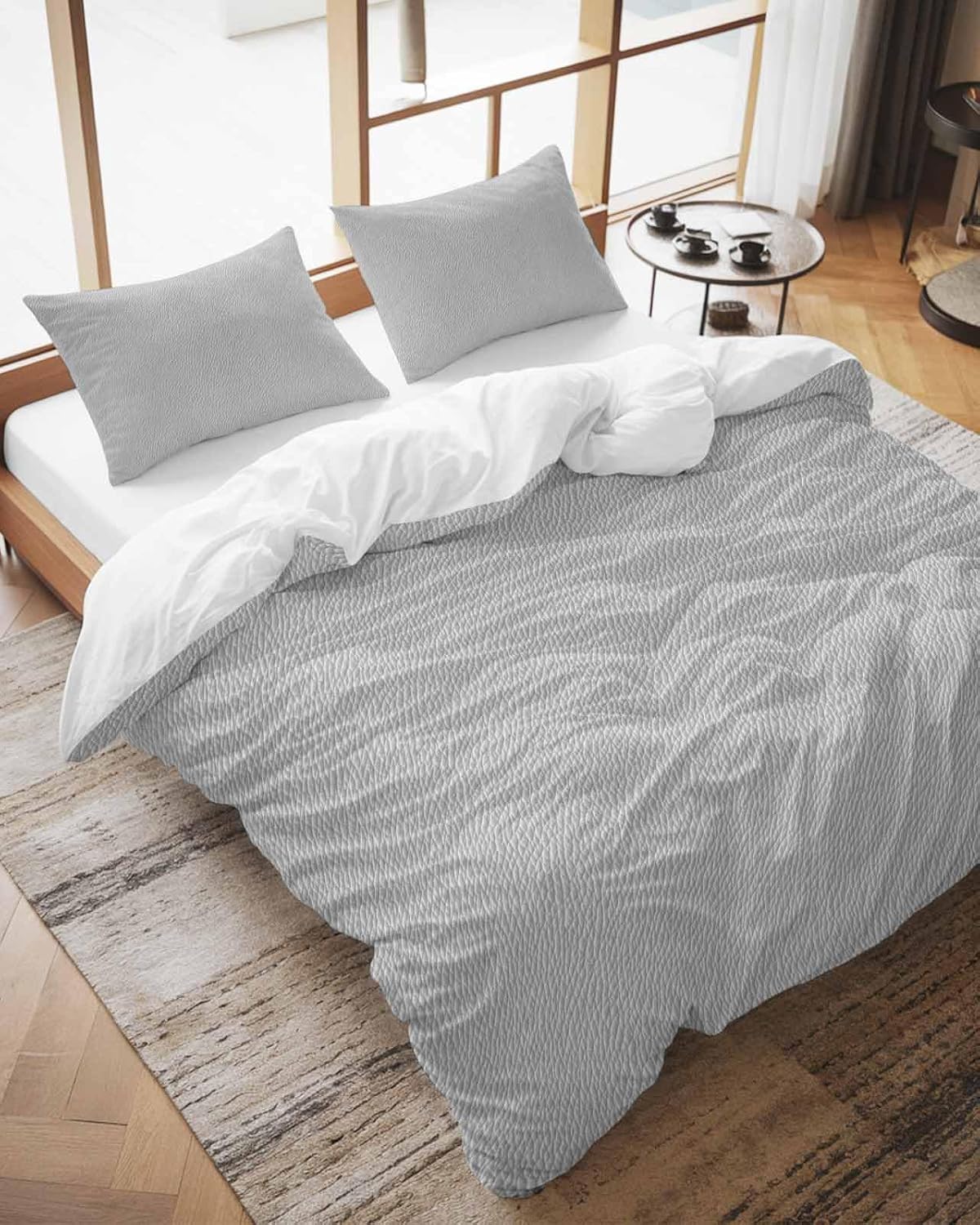ZOE GARDEN Grey Duvet Cover Set 3 Piece