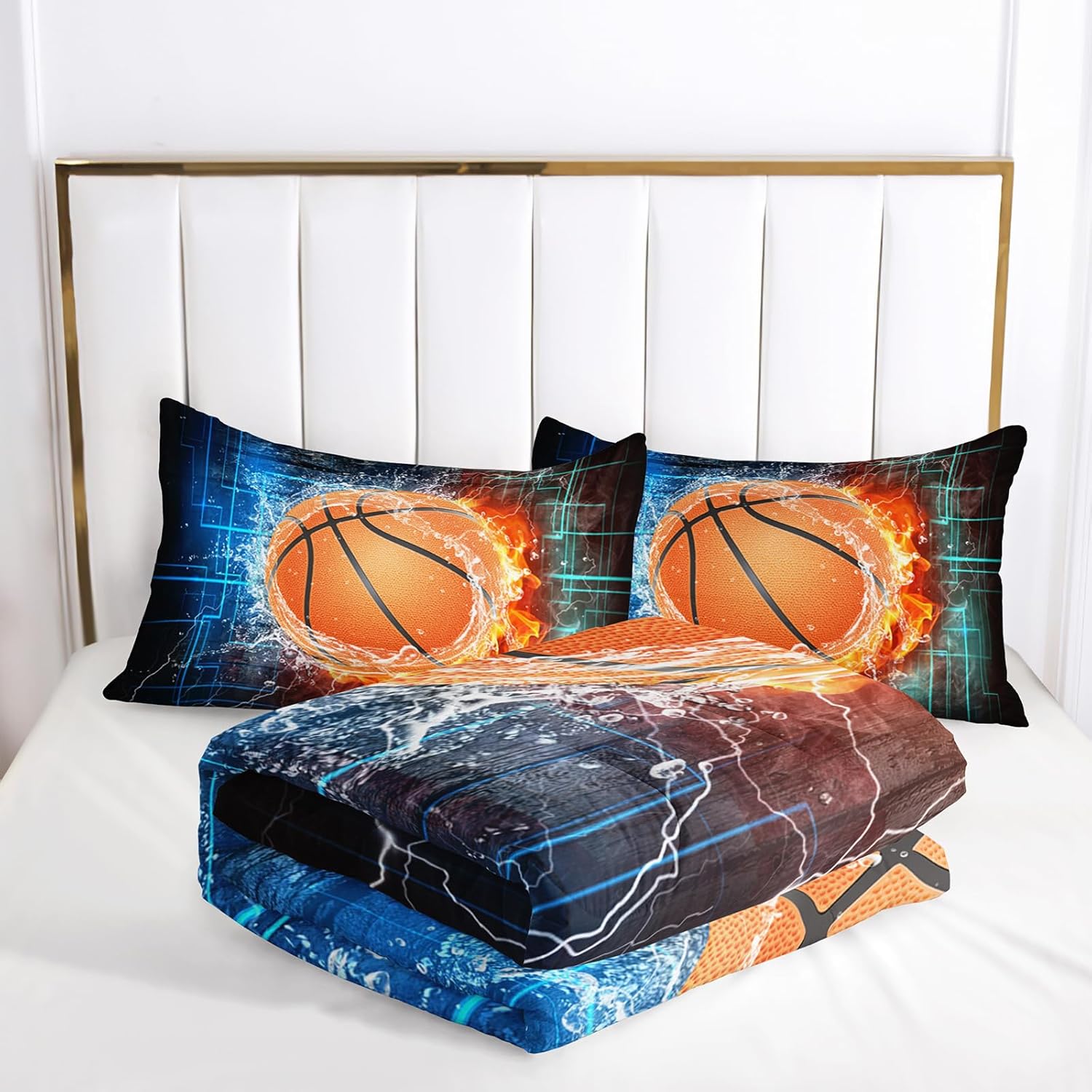 Nttopship Basketball Boys 3-Piece Comforter Set