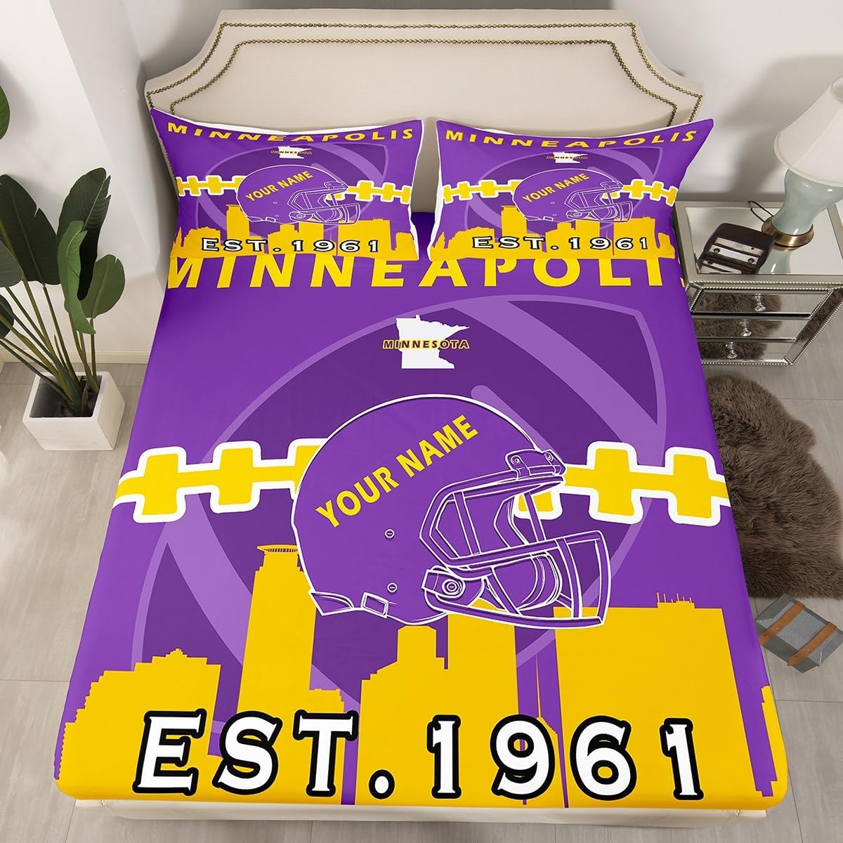 Erosebridal King Size Football Sheet Set with Pillowcases