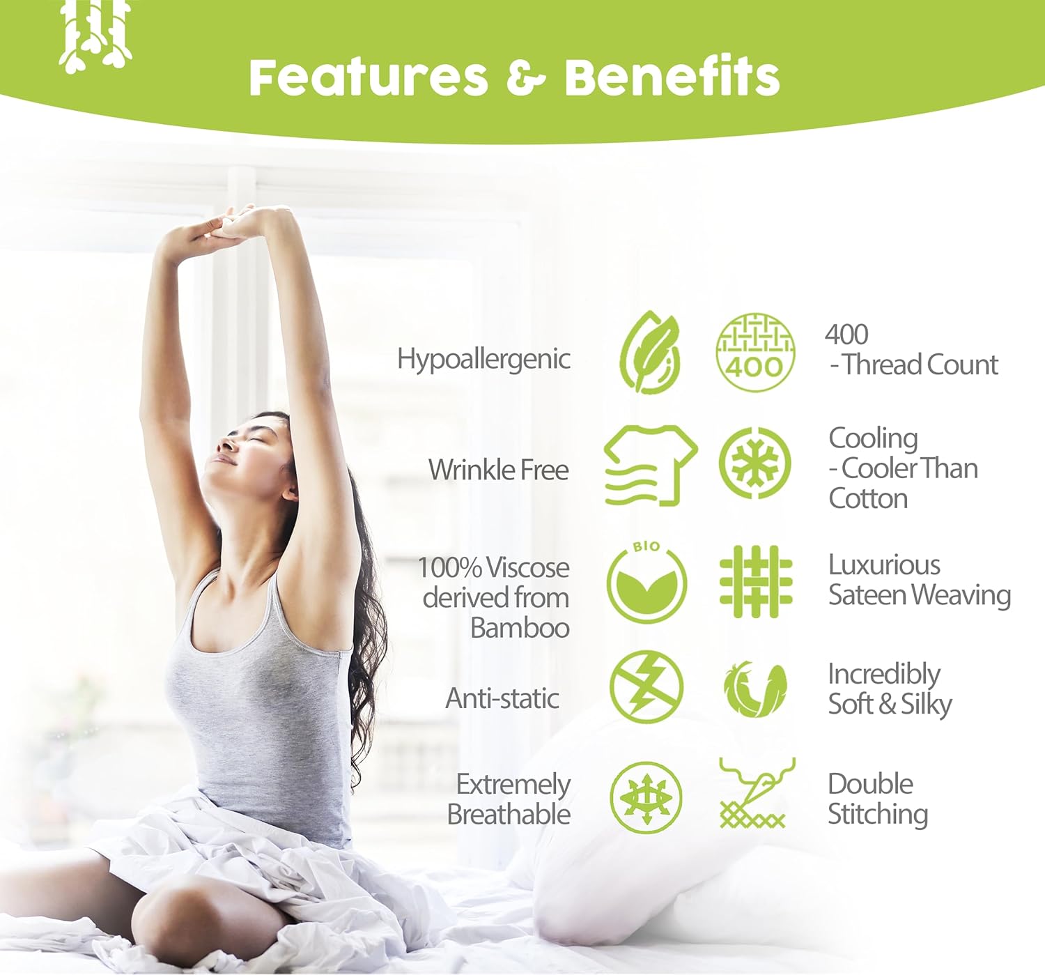 BAMPURE Luxury Bamboo Queen Sheet Set - Super Soft Cooling 100 Viscose